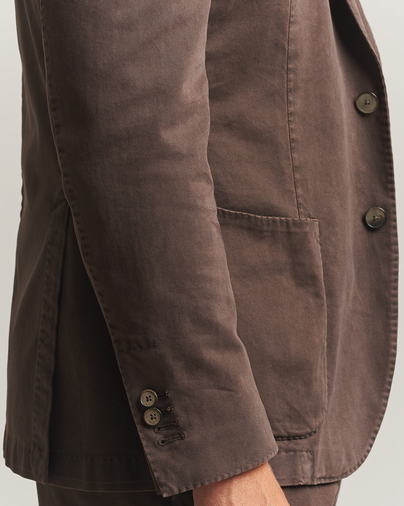 Heren | Blazers | Santaniello | Washed Cotton Patch Pocket Blazer Brown