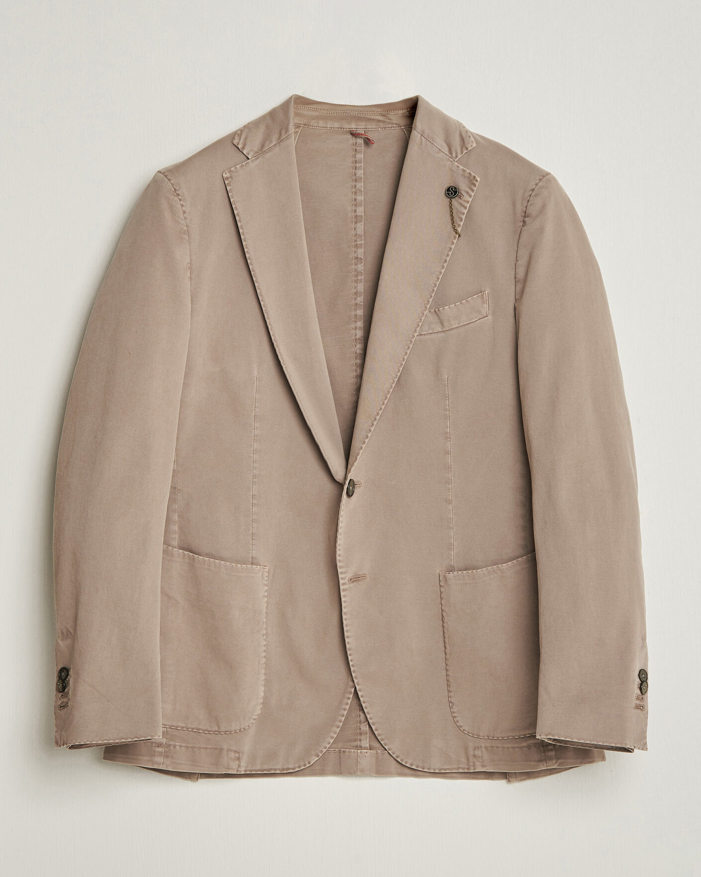 Heren | Blazers | Santaniello | Washed Cotton Patch Pocket Blazer Taupe
