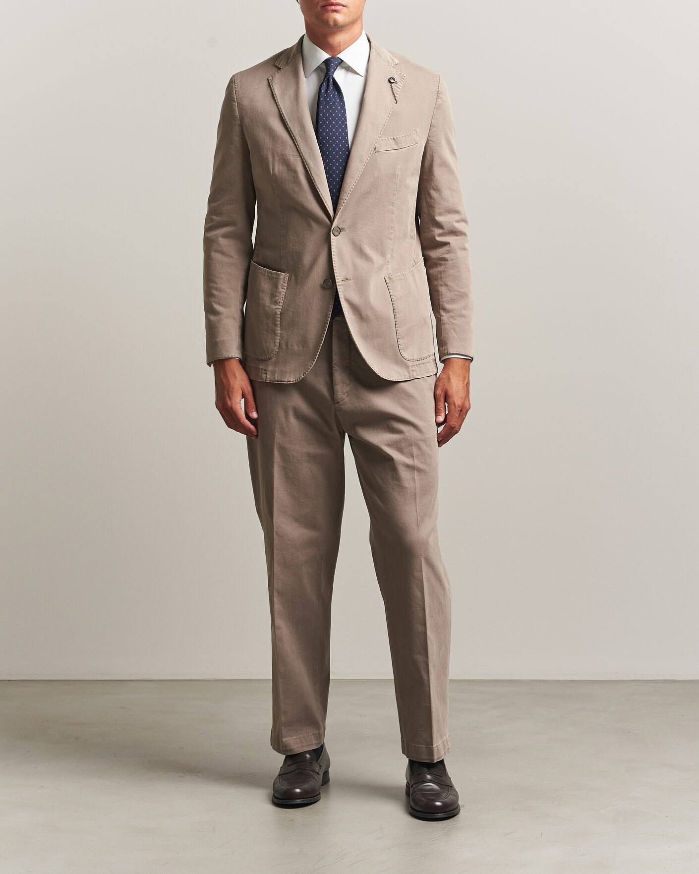 Heren | Blazers | Santaniello | Washed Cotton Patch Pocket Blazer Taupe