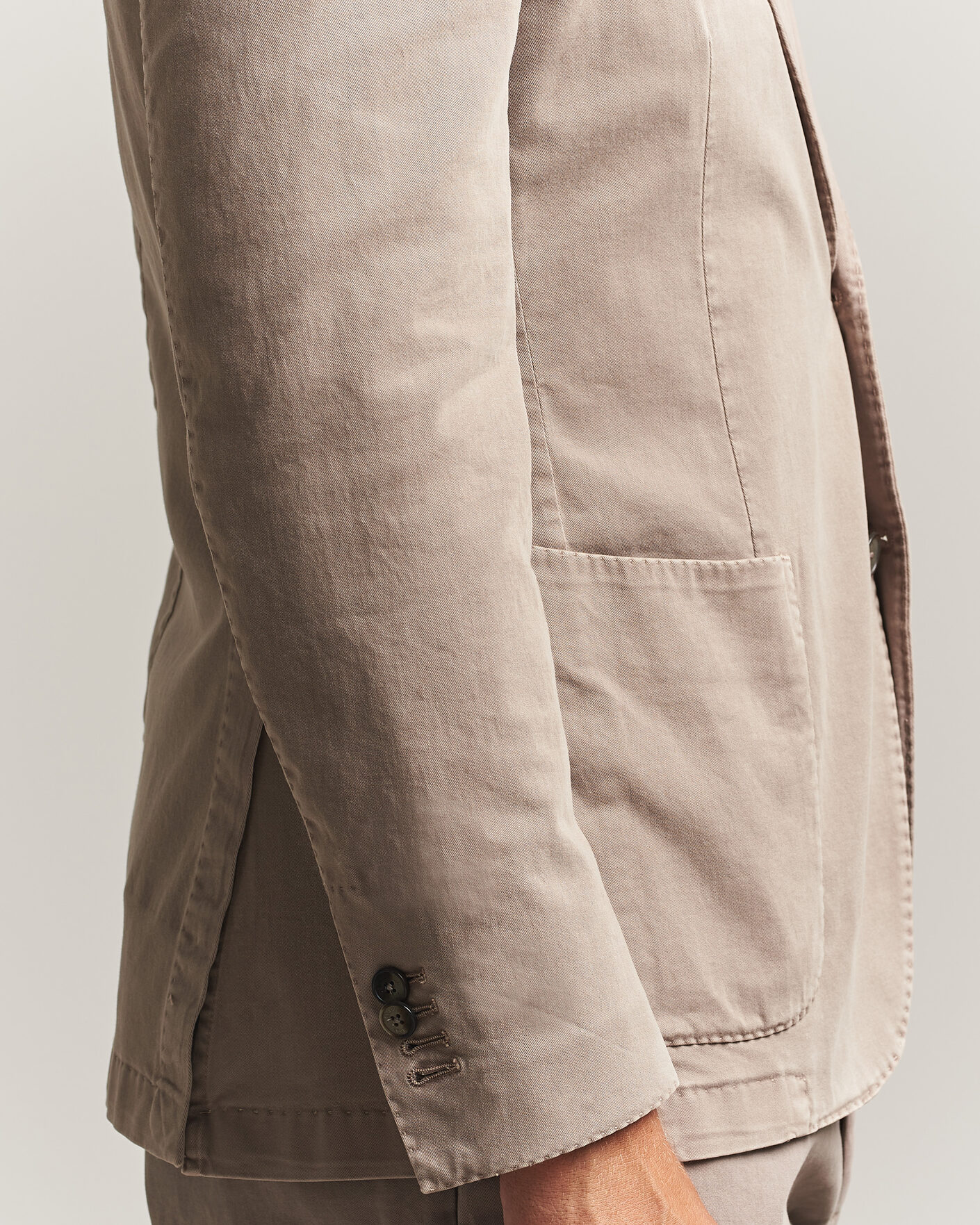 Heren | Blazers | Santaniello | Washed Cotton Patch Pocket Blazer Taupe