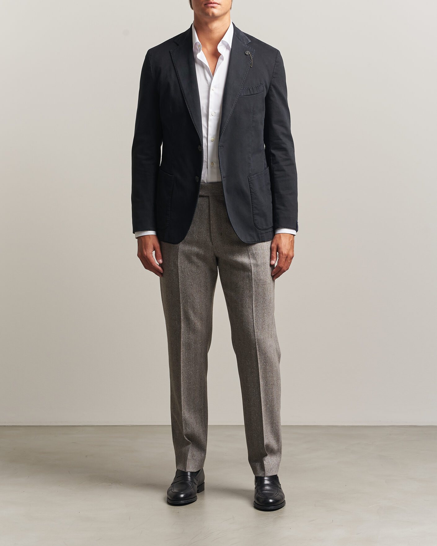 Heren | Blazers | Santaniello | Washed Cotton Patch Pocket Blazer Black