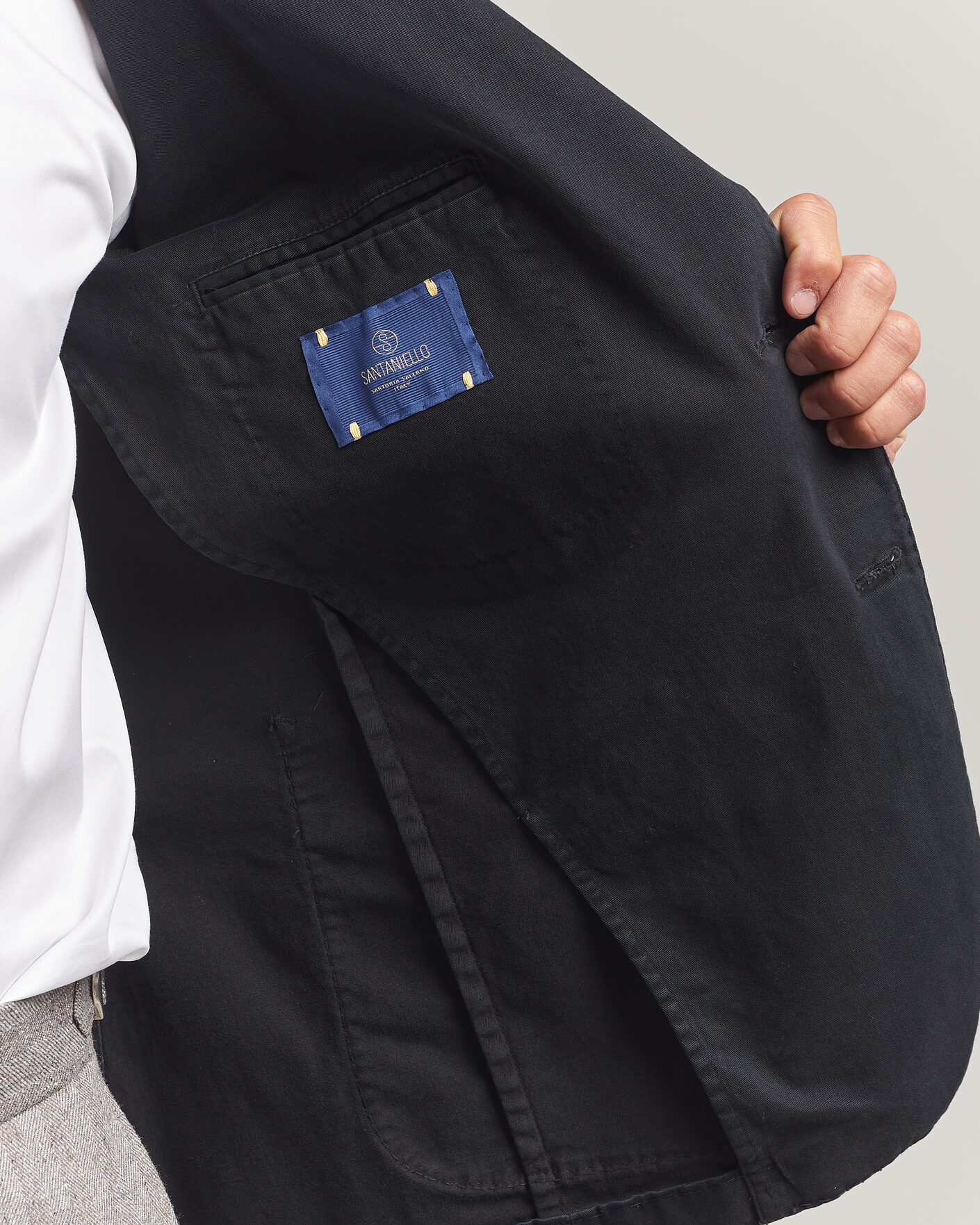 Heren | Blazers | Santaniello | Washed Cotton Patch Pocket Blazer Black