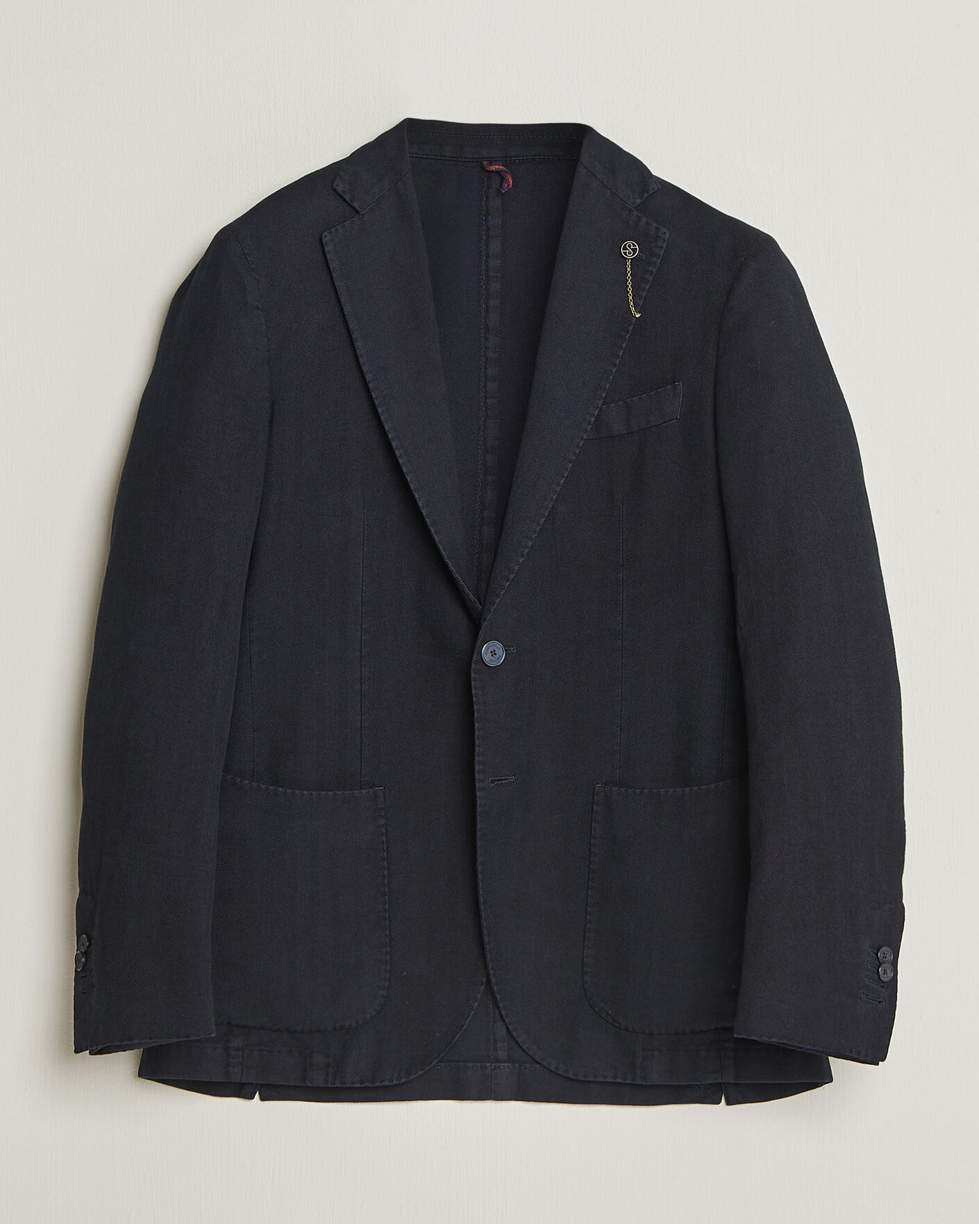 Heren | Blazers | Santaniello | Soft Touch Cotton Herringbone Blazer Navy