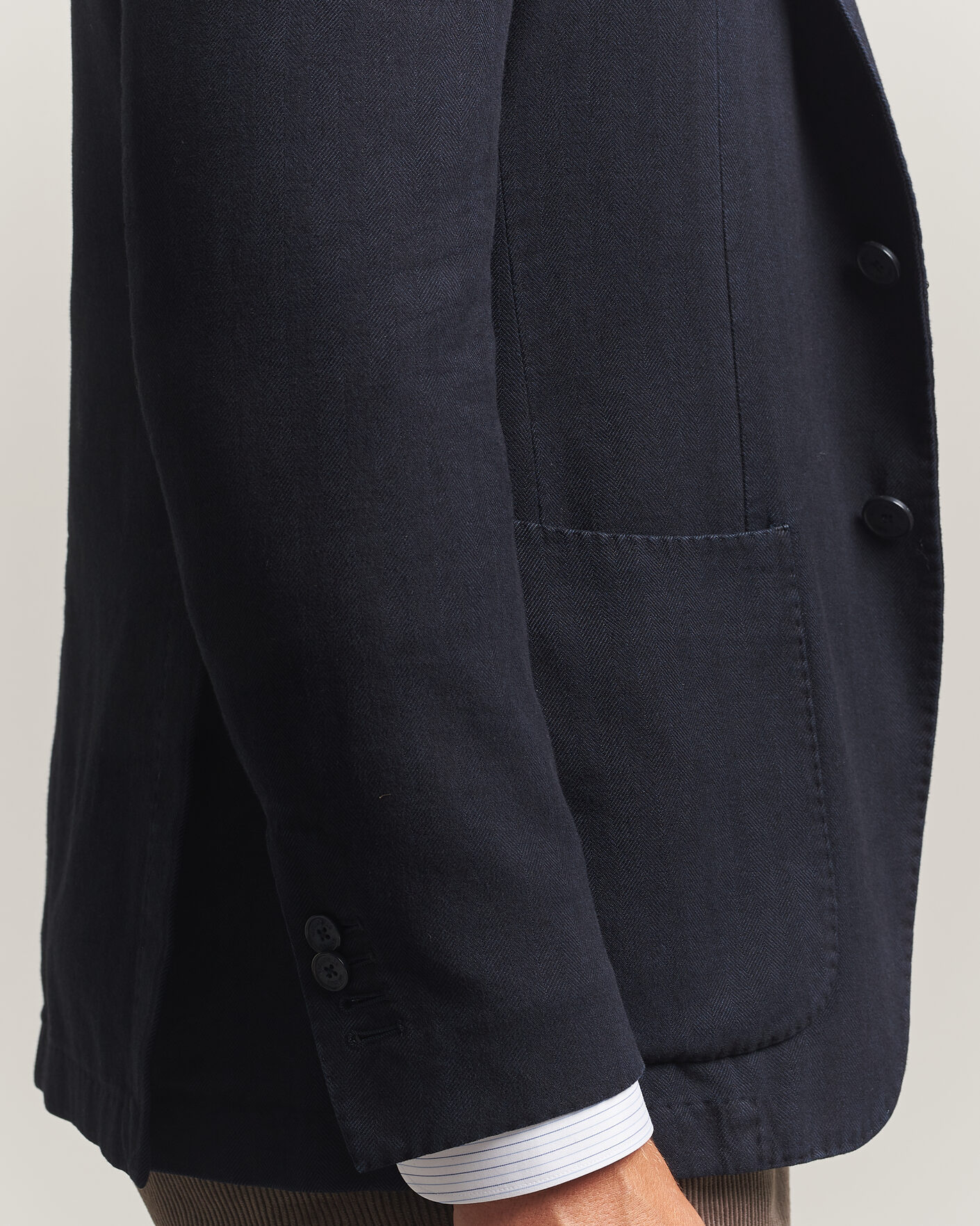 Heren | Blazers | Santaniello | Soft Touch Cotton Herringbone Blazer Navy