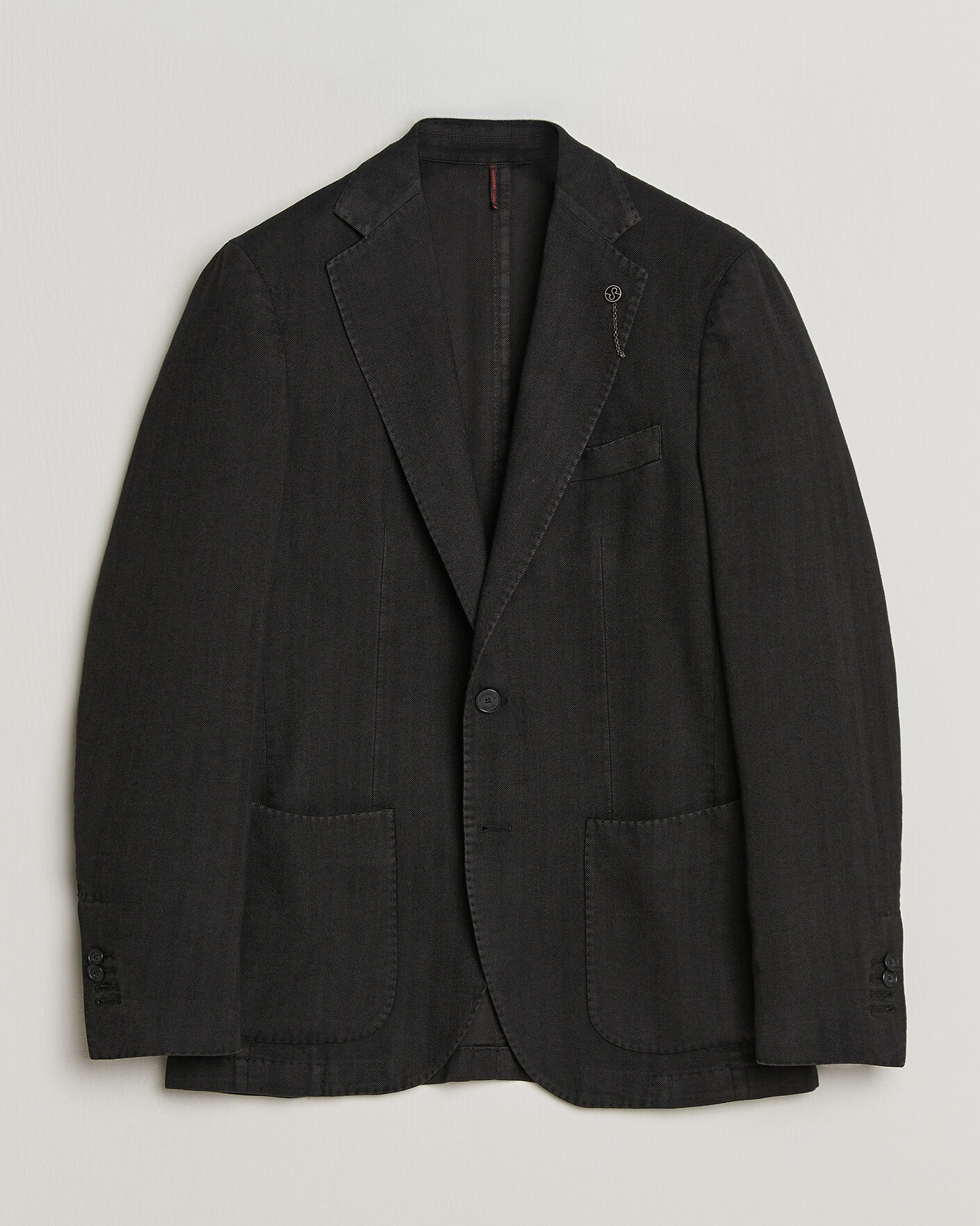 Heren | Blazers | Santaniello | Soft Touch Cotton Herringbone Blazer Black