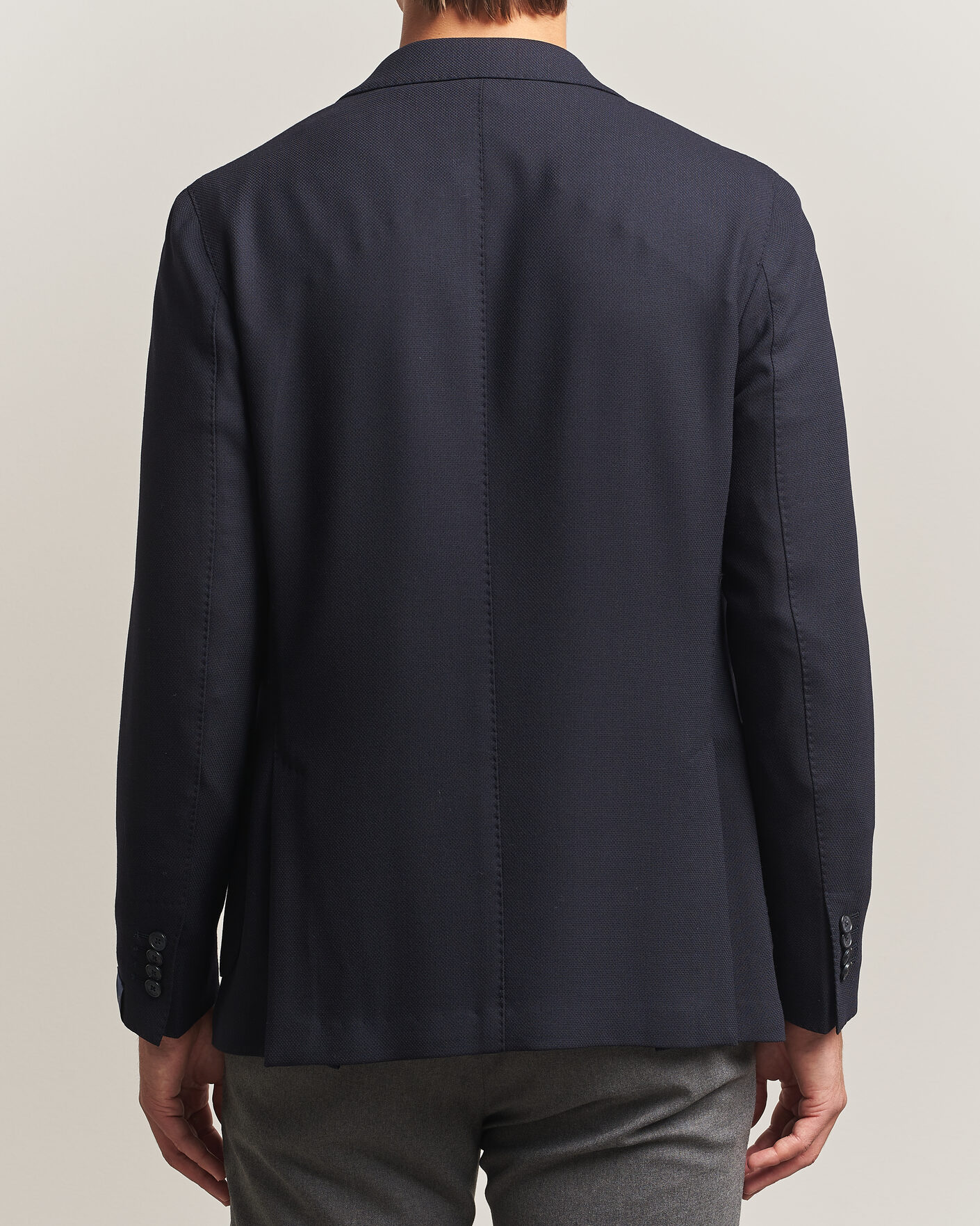 Heren | Blazers | Santaniello | Wool Mini Hopsack Blazer Navy