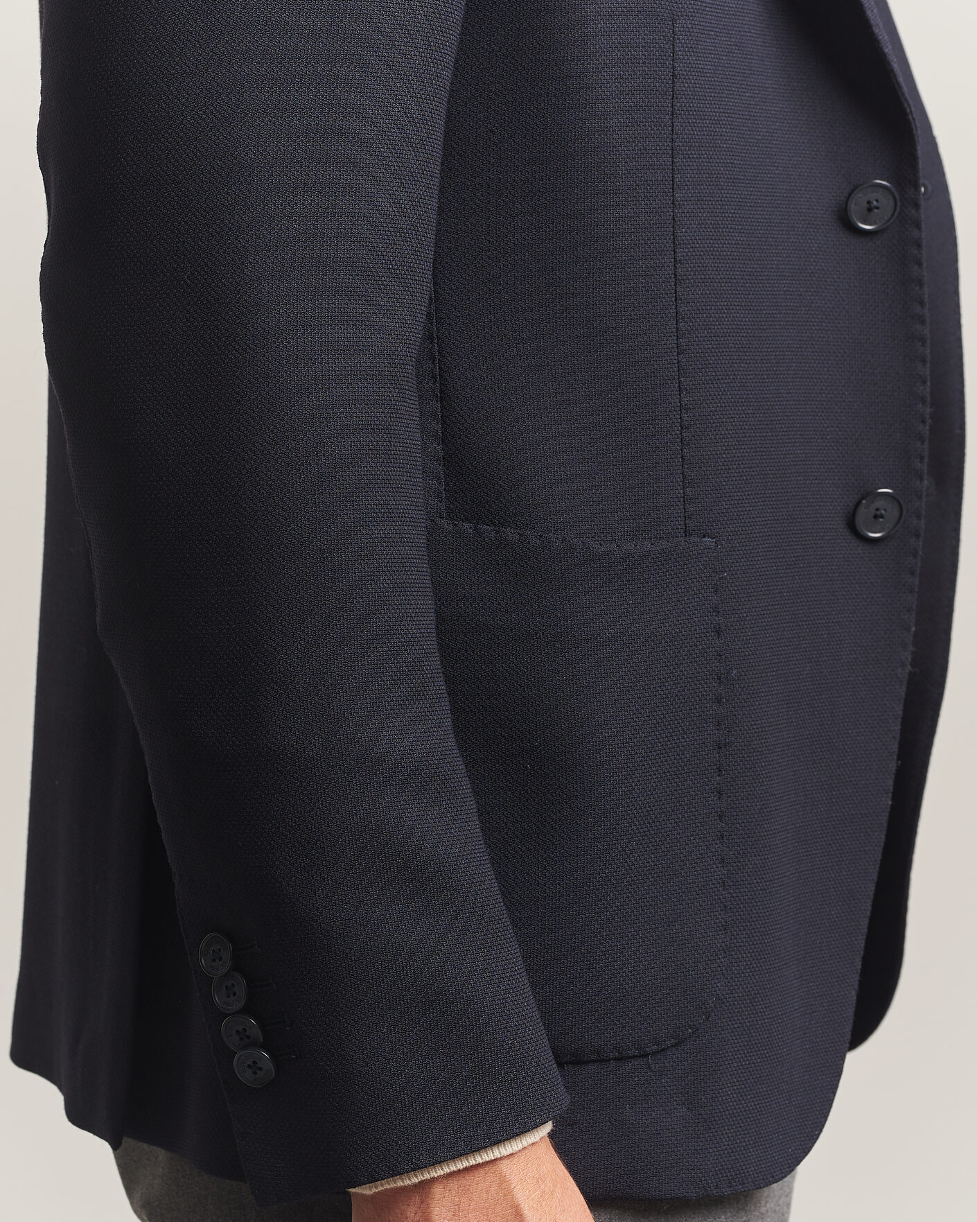 Heren | Blazers | Santaniello | Wool Mini Hopsack Blazer Navy