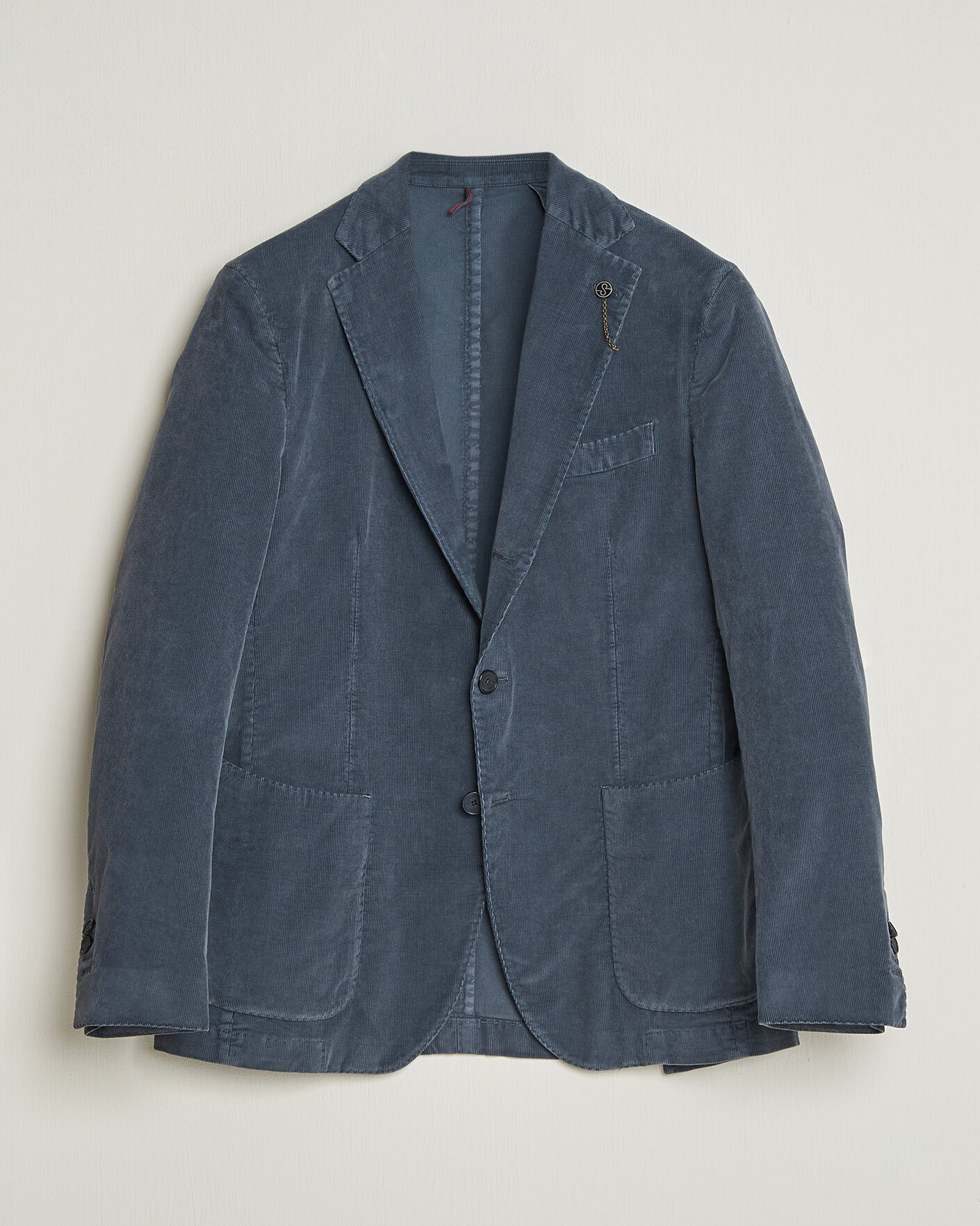 Heren | Blazers | Santaniello | Corduroy Patch Pocket Blazer Iron Blue