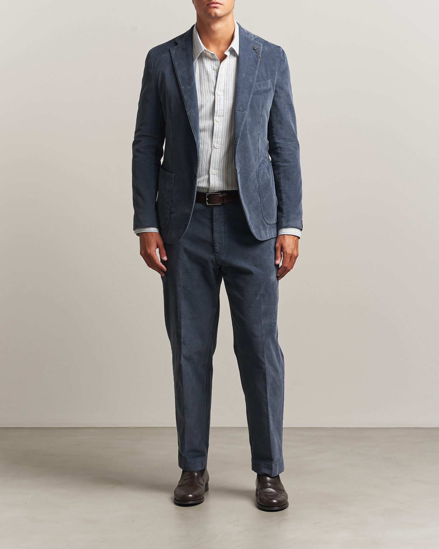 Heren | Blazers | Santaniello | Corduroy Patch Pocket Blazer Iron Blue