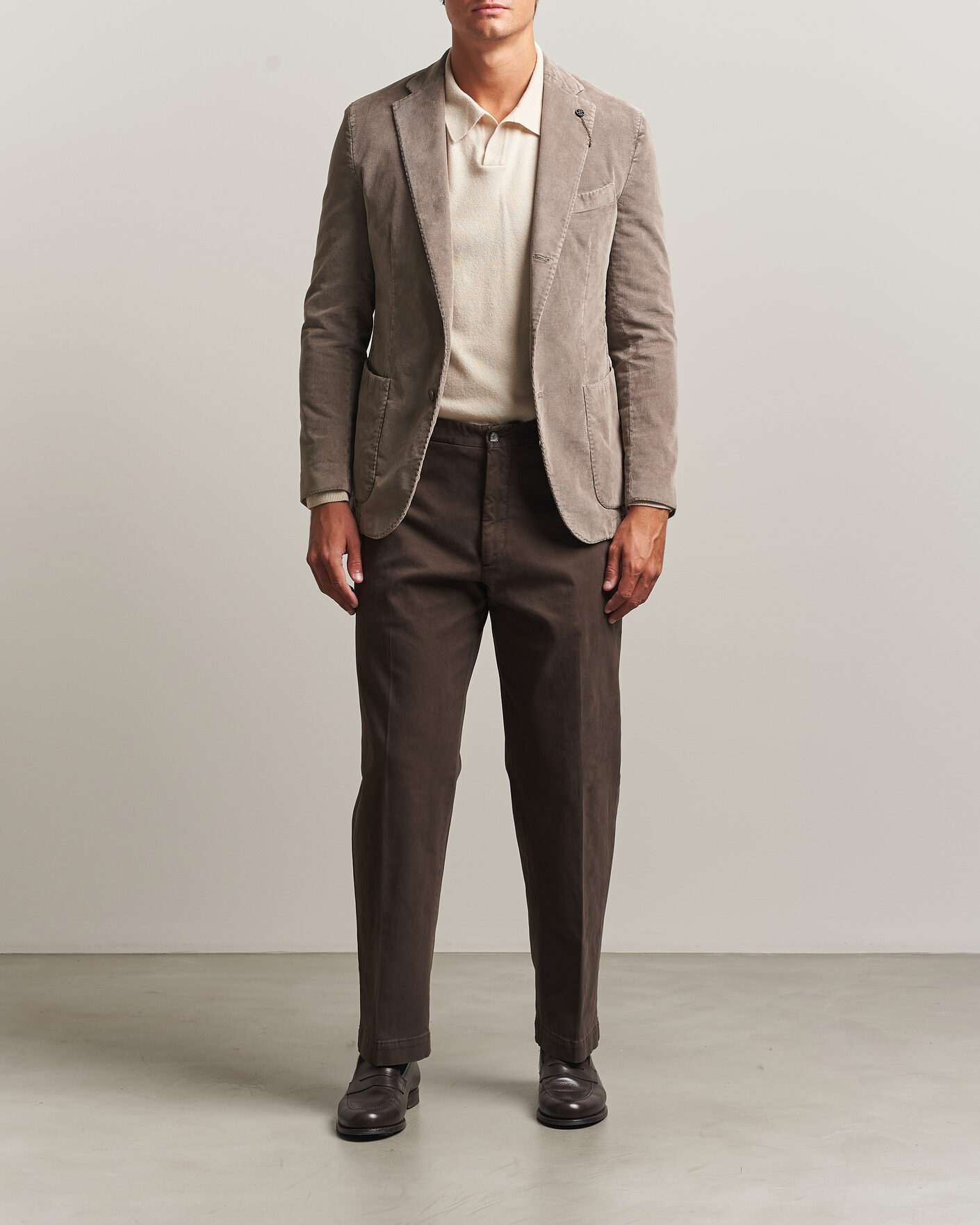 Heren | Blazers | Santaniello | Corduroy Patch Pocket Blazer Taupe