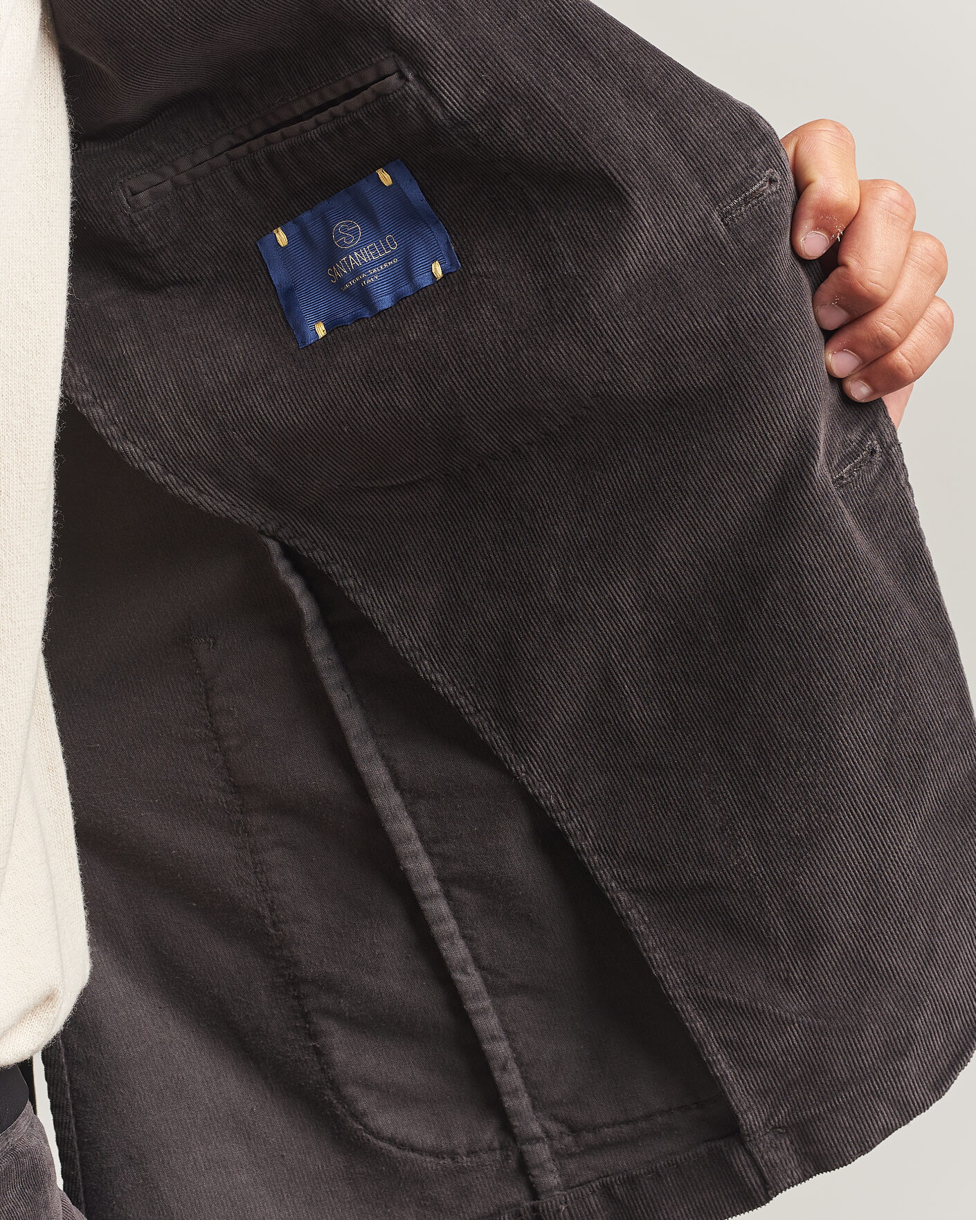Heren | Blazers | Santaniello | Corduroy Patch Pocket Blazer Dark Grey