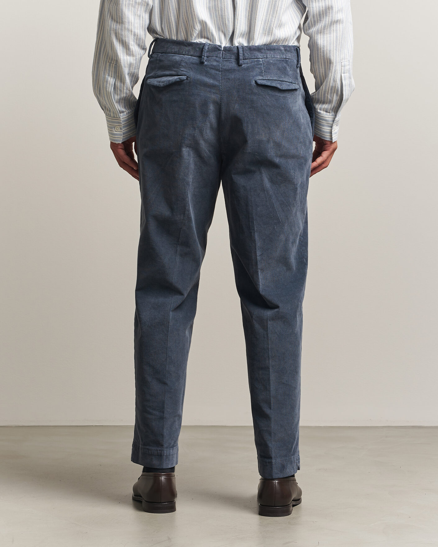 Heren | Broeken | Santaniello | Corduroy Trousers Iron Blue