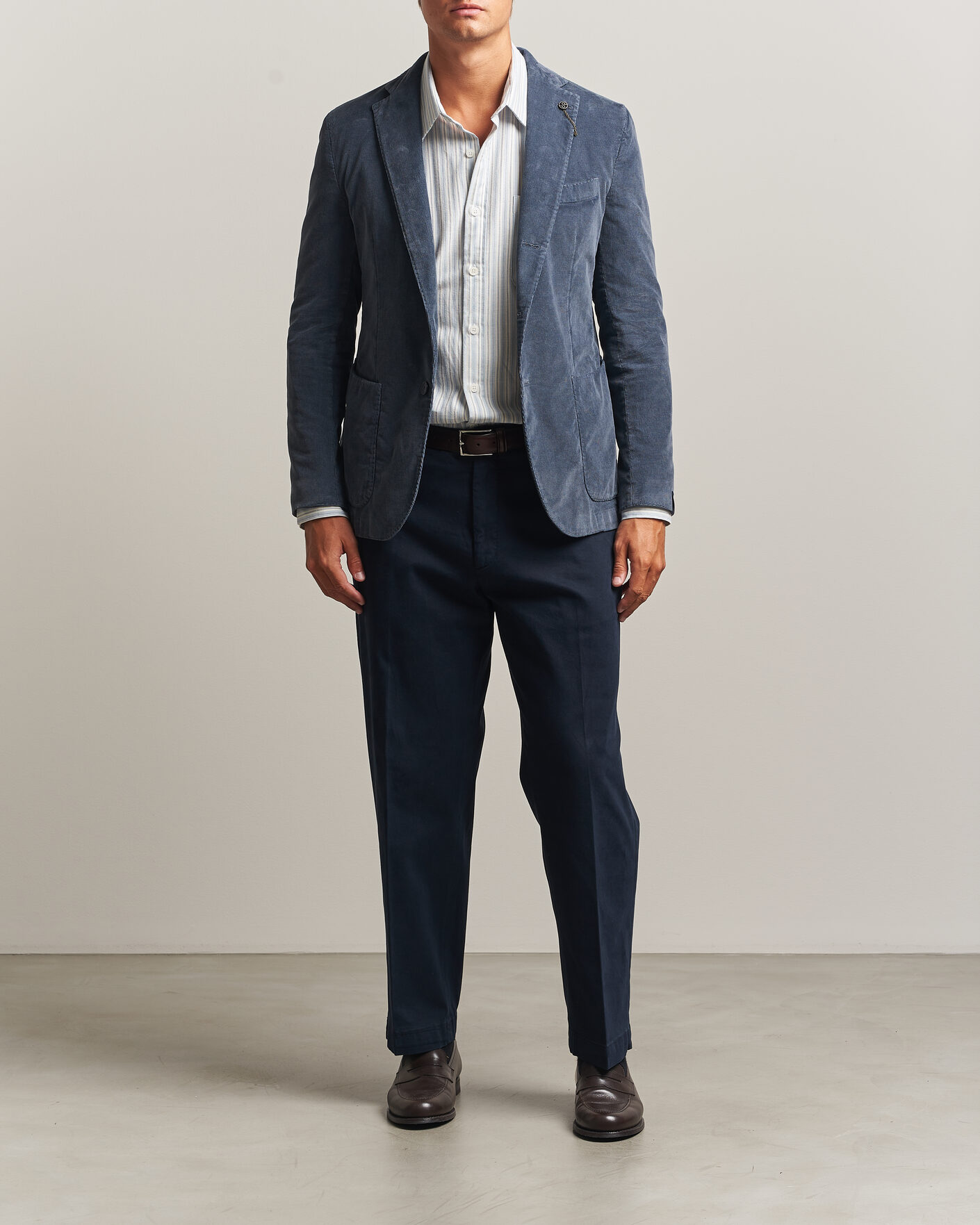 Heren | Broeken | Santaniello | Washed Cotton Trousers Navy