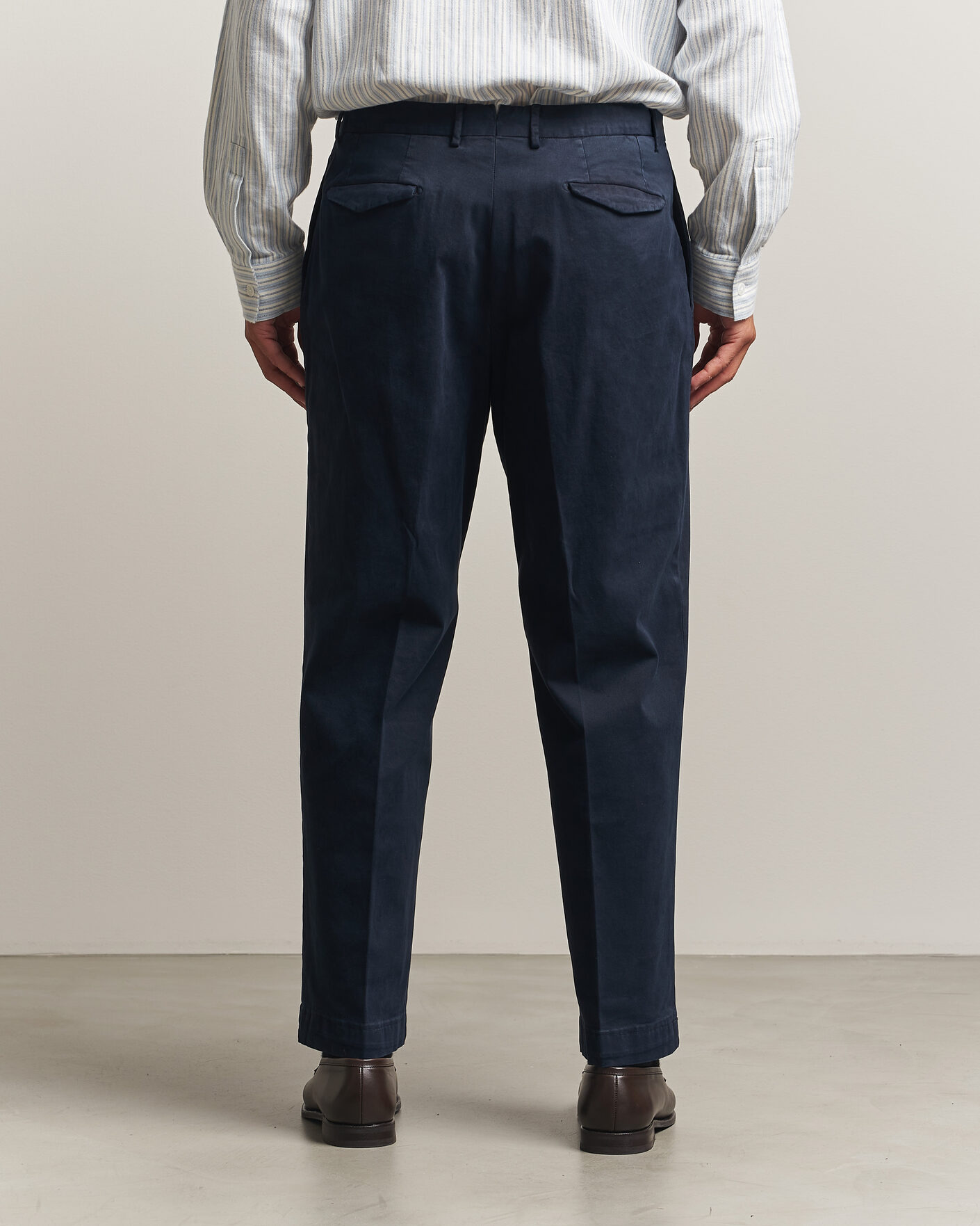 Heren | Broeken | Santaniello | Washed Cotton Trousers Navy