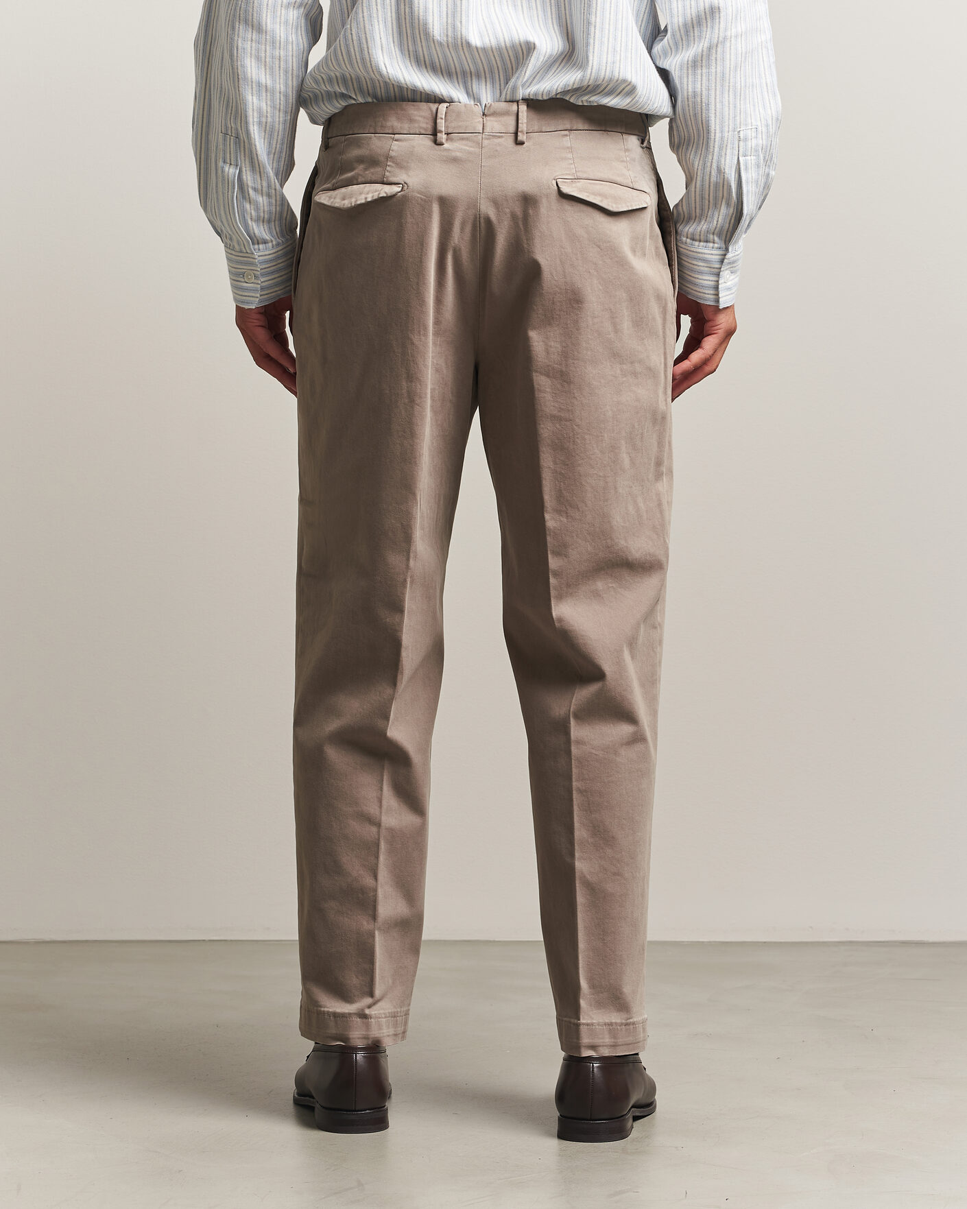 Heren | Broeken | Santaniello | Washed Cotton Trousers Taupe