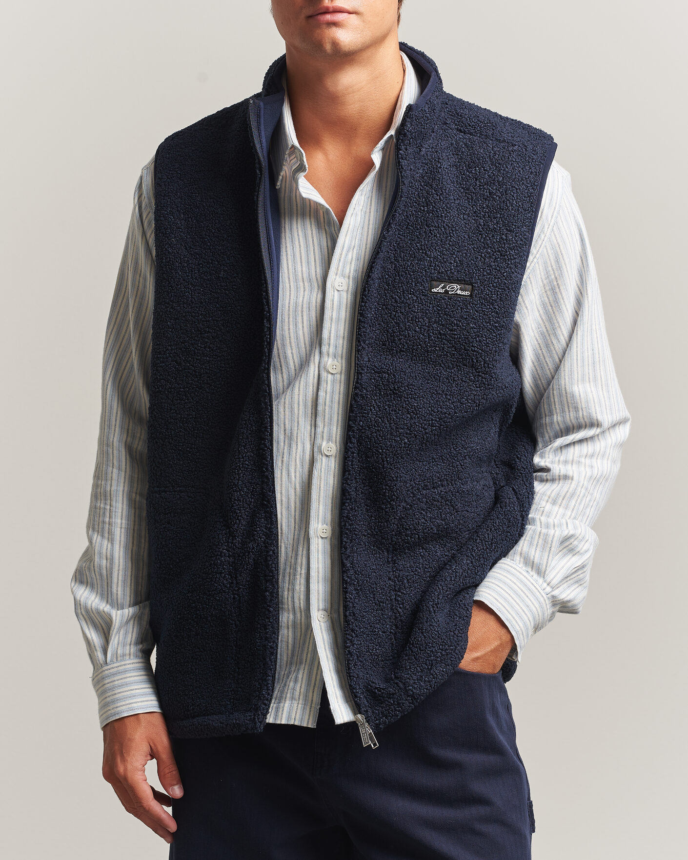 Heren | Gilets | LES DEUX | Patch Teddy Vest Dark Navy