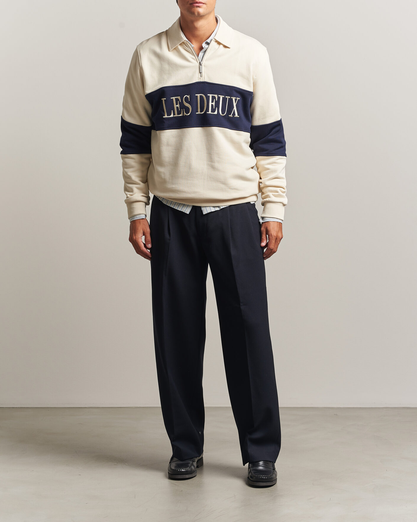 Heren | Truien | LES DEUX | Zipper Rugby Sweatshirt Ivory