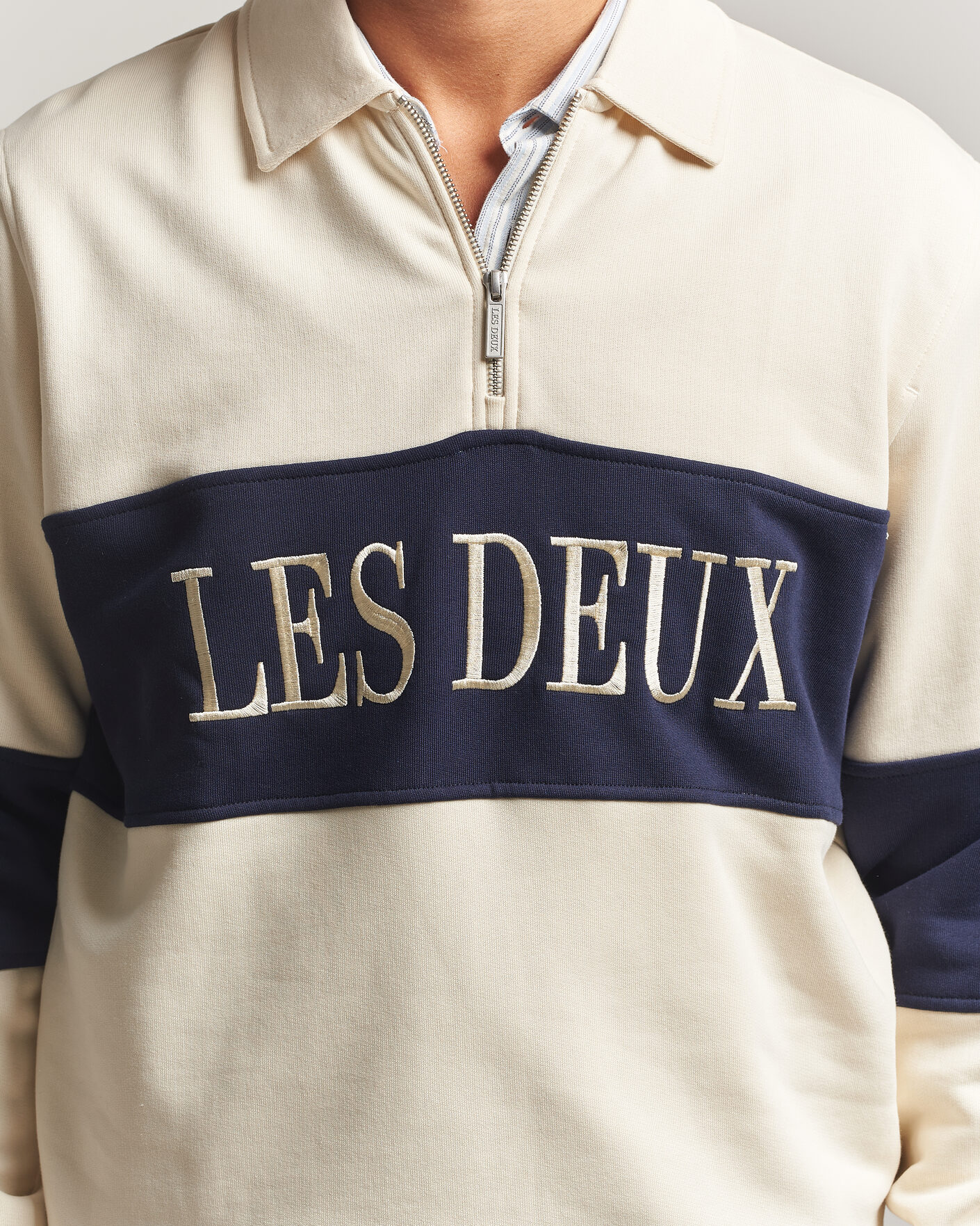 Heren | Truien | LES DEUX | Zipper Rugby Sweatshirt Ivory