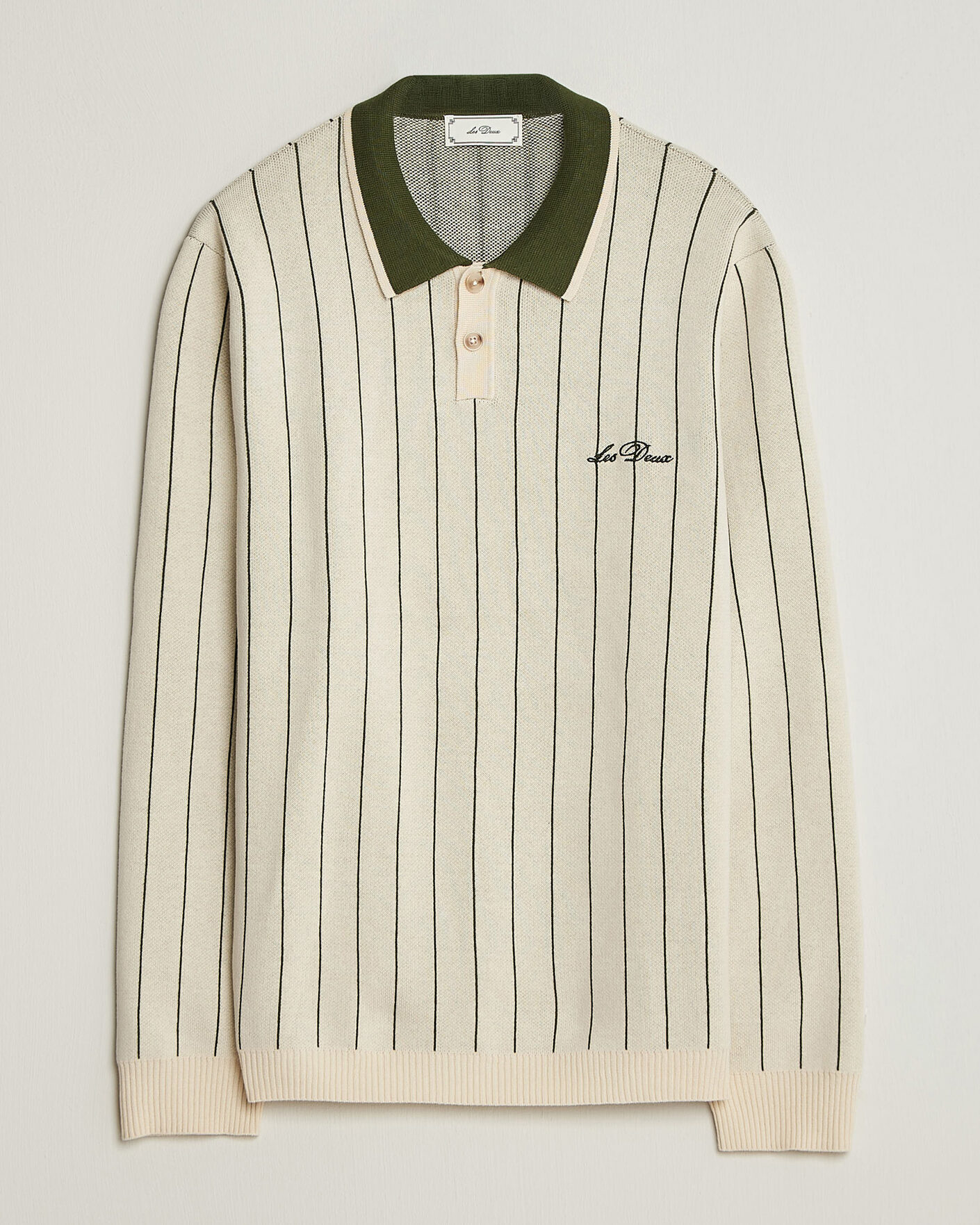 Heren | Truien | LES DEUX | Signature Knitted Long Sleeve Polo Ivory