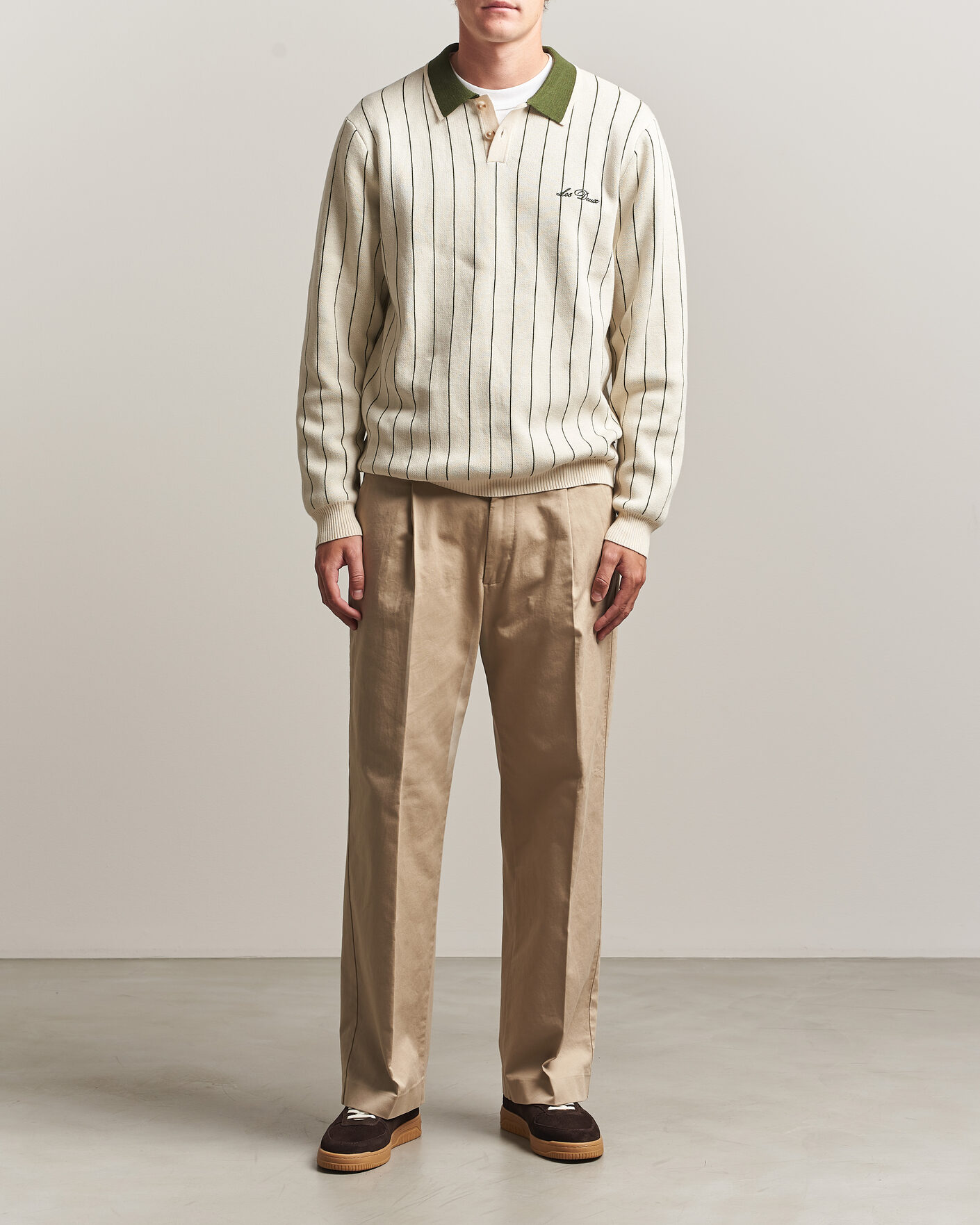 Heren | Truien | LES DEUX | Signature Knitted Long Sleeve Polo Ivory