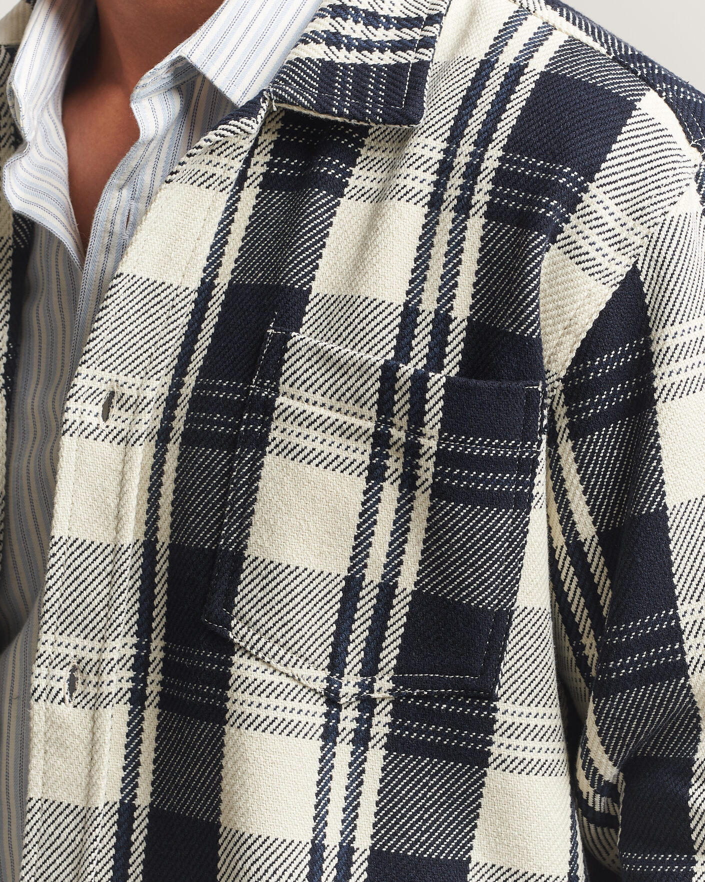 Heren | Overhemden | LES DEUX | Structured Check Overshirt Dark Navy