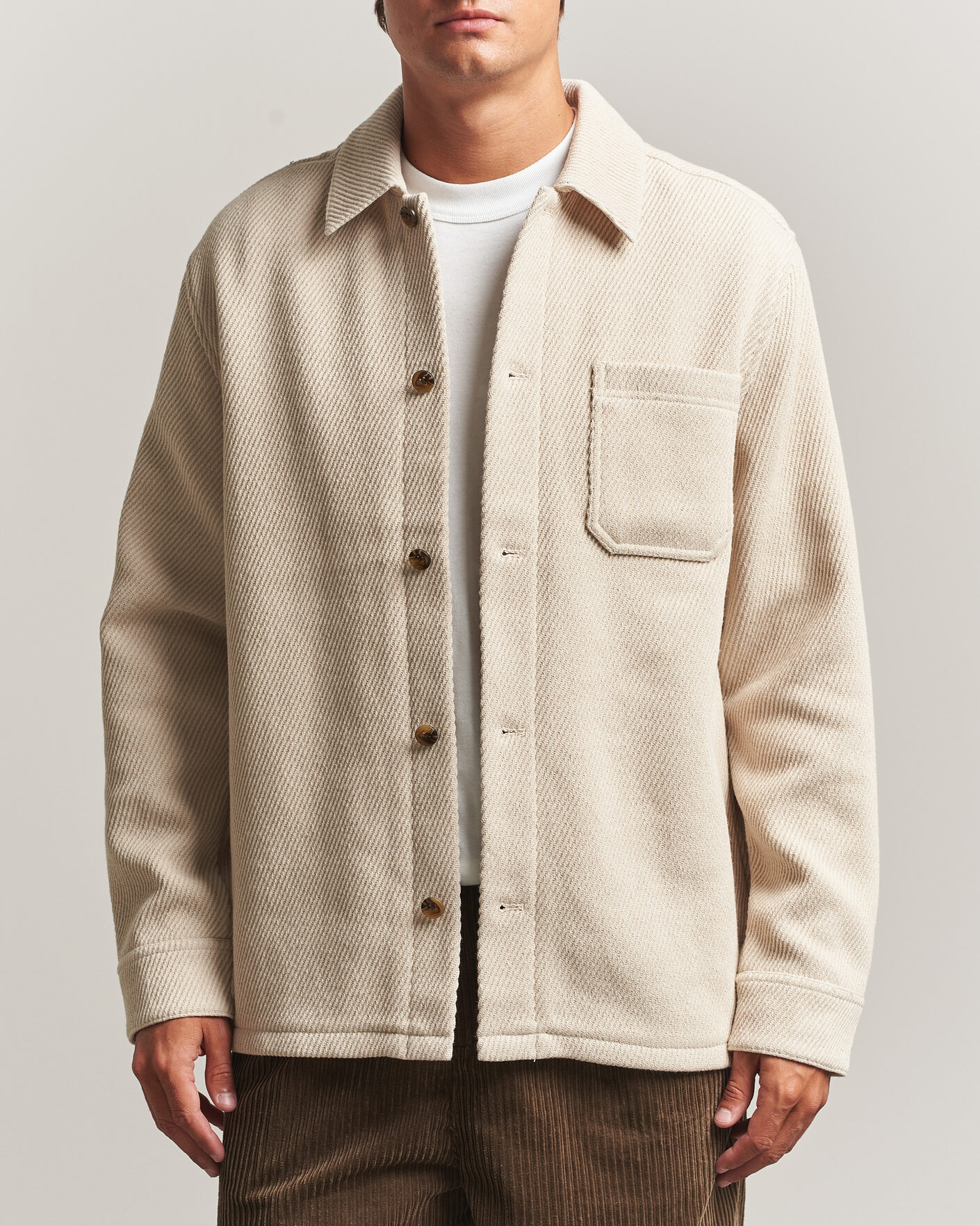 Heren | Overhemden | LES DEUX | Twill Wool Overshirt Ivory