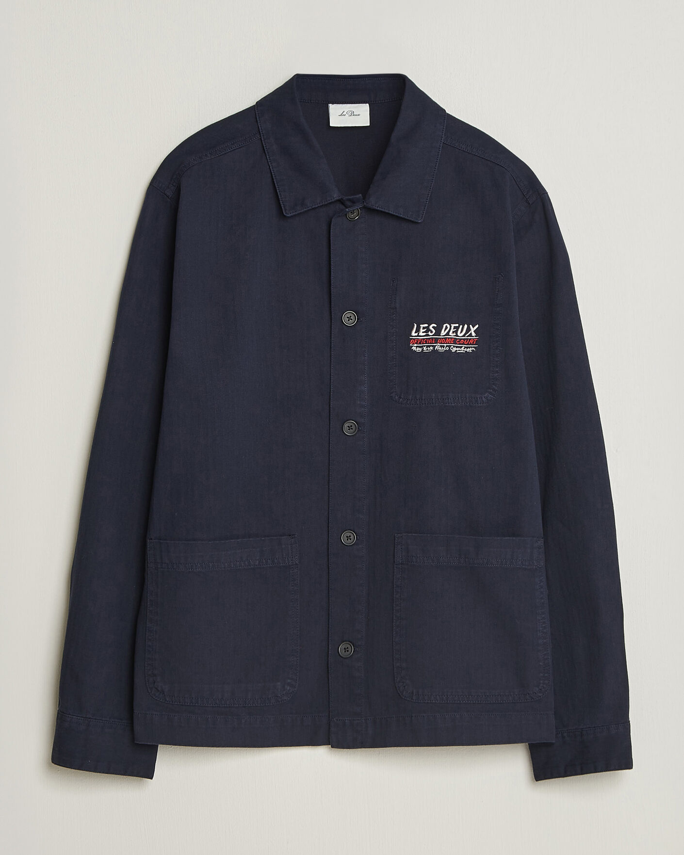 Heren | Overhemden | LES DEUX | Herringbone Artist Overshirt Dark Navy