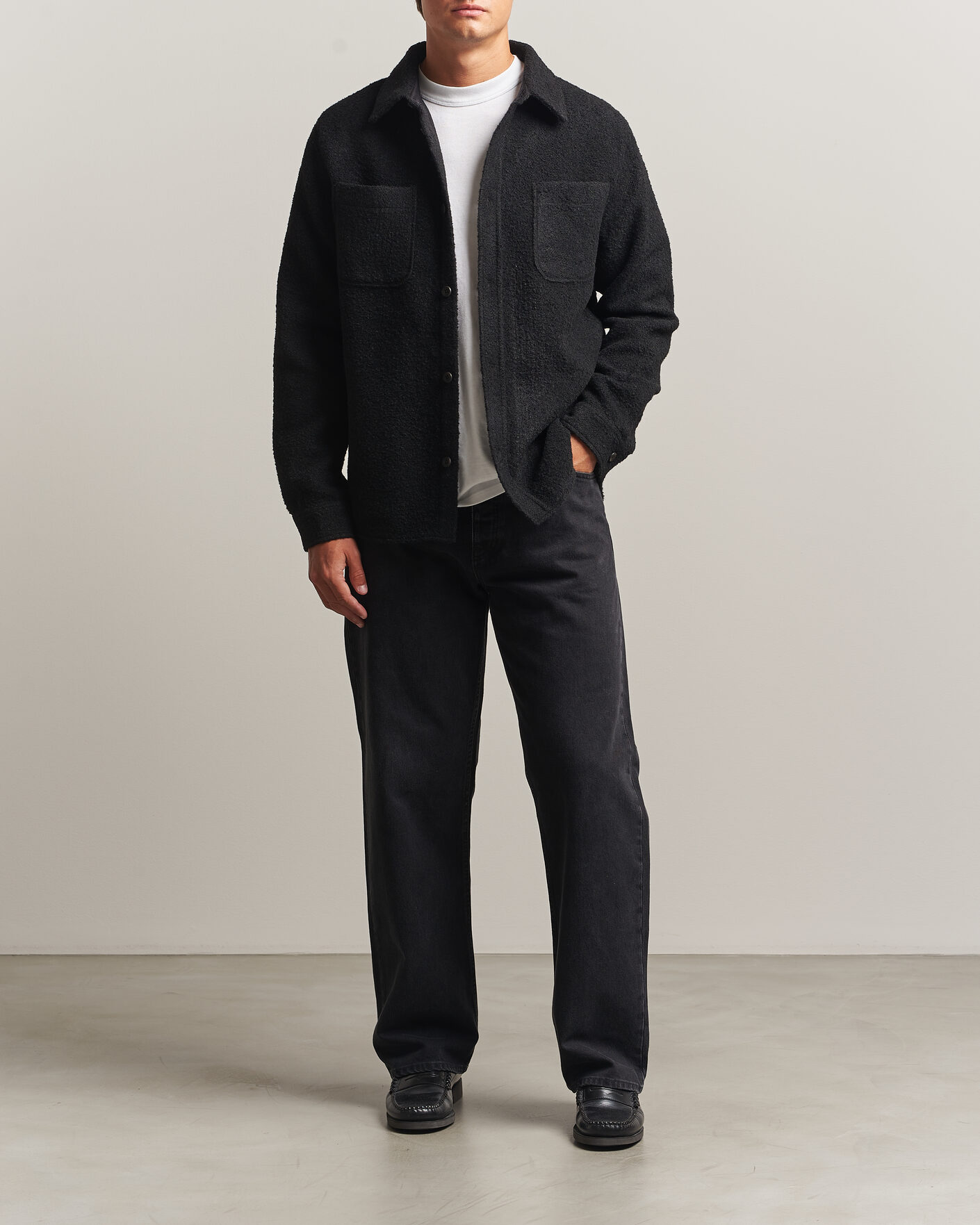 Heren | Overhemden | LES DEUX | Boucle Overshirt Black