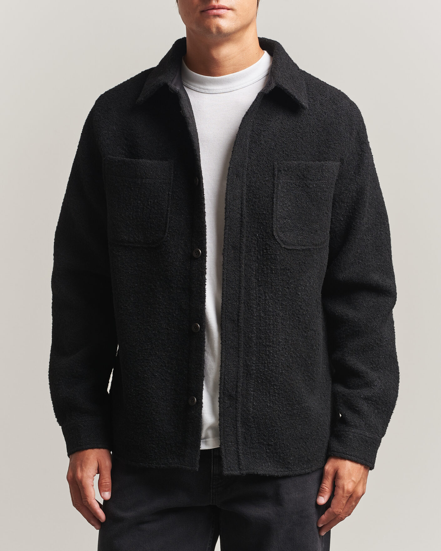 Heren | Overhemden | LES DEUX | Boucle Overshirt Black