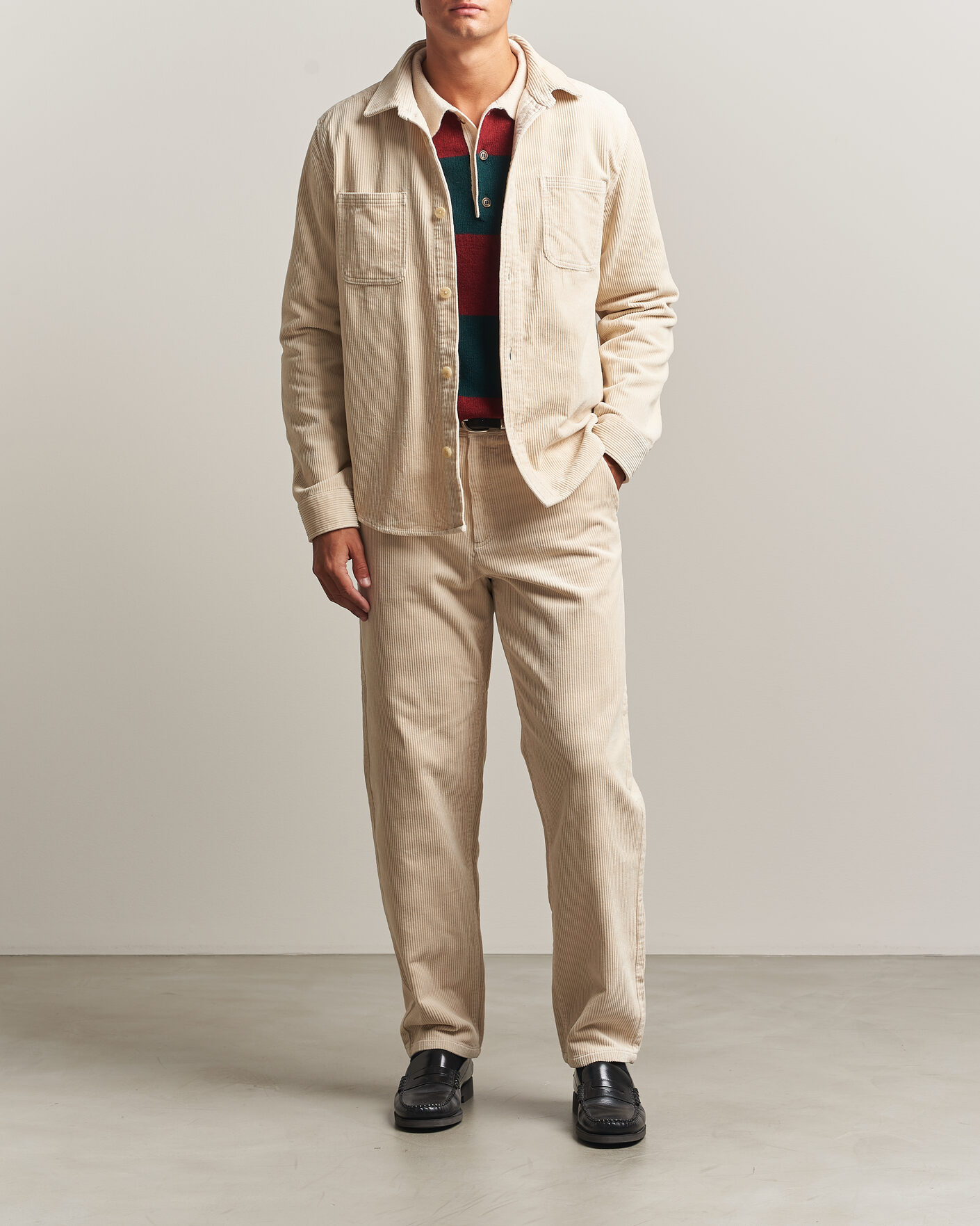 Heren | Broeken | LES DEUX | Corduroy Tapered Pants Ivory
