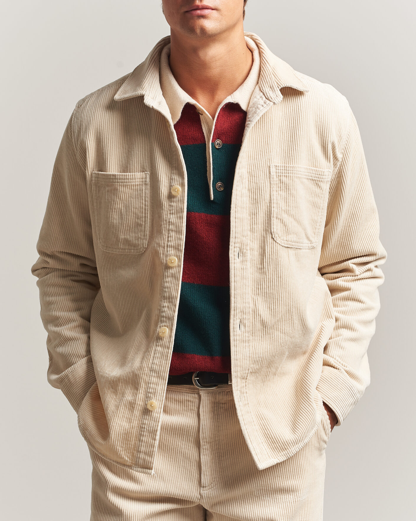 Heren | Overhemden | LES DEUX | Corduroy Overshirt Ivory