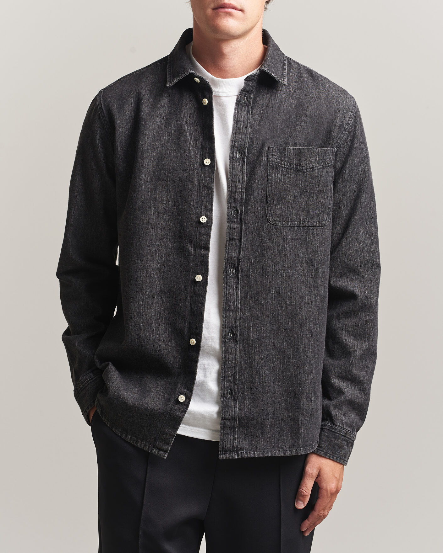 Heren | Overhemden | LES DEUX | Denim Shirt Black Wash