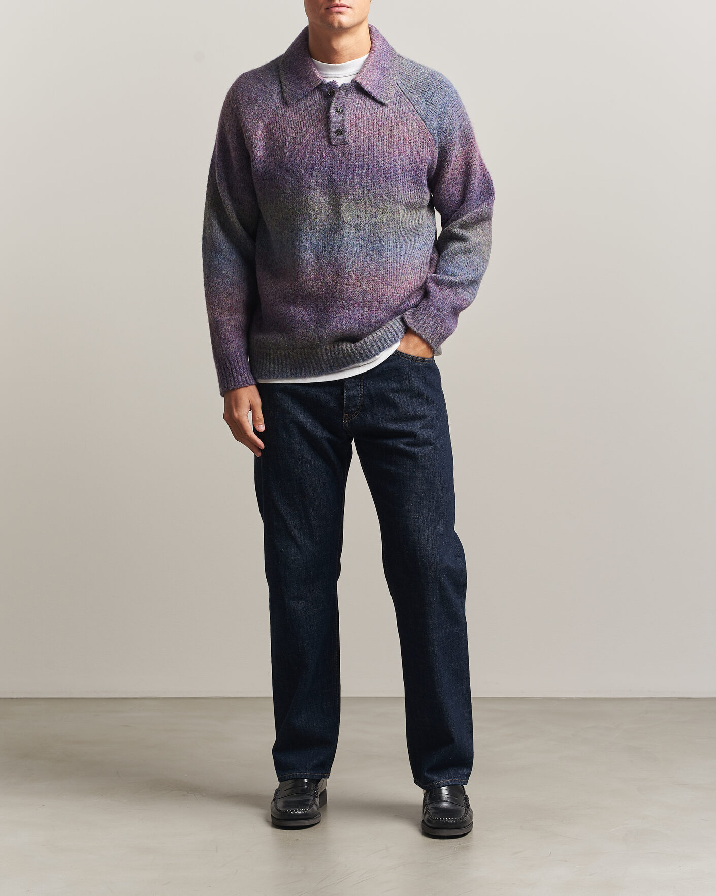 Heren | Truien | LES DEUX | Gradient Knitted Polo Spiced Plum