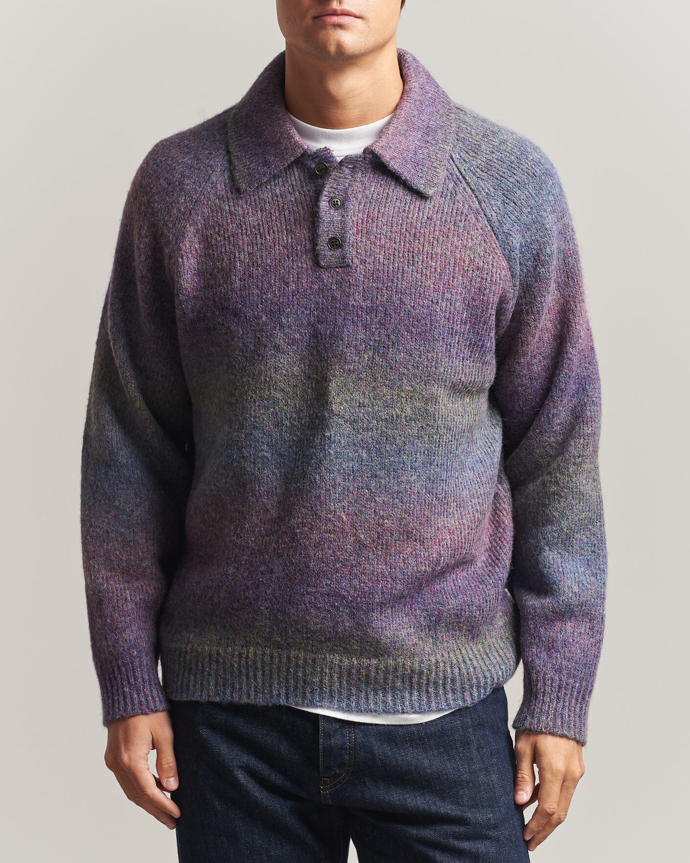 Heren | Truien | LES DEUX | Gradient Knitted Polo Spiced Plum