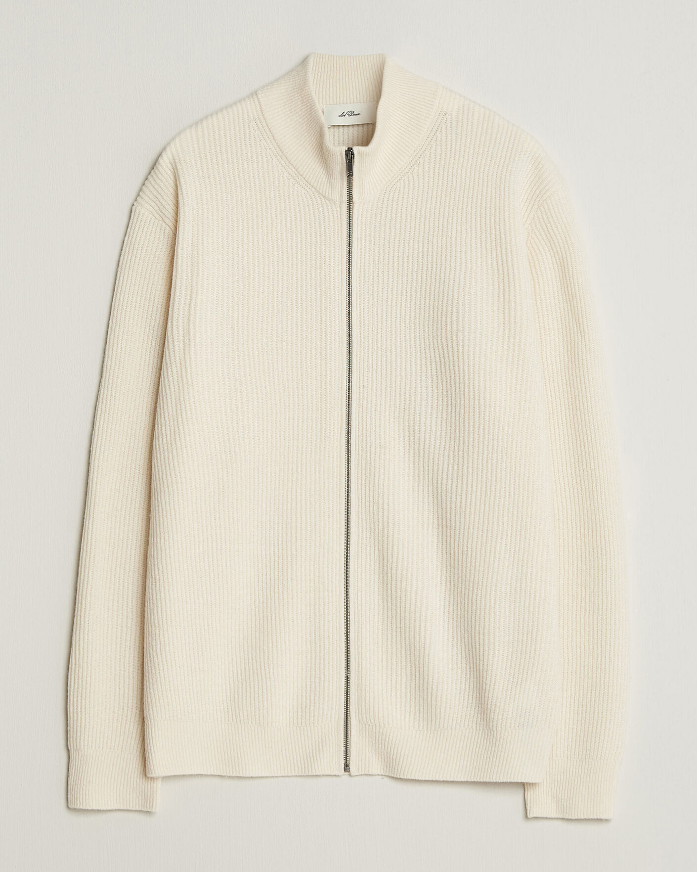 Heren | Truien | LES DEUX | Wool Rib Zipper Knit Ivory Melange