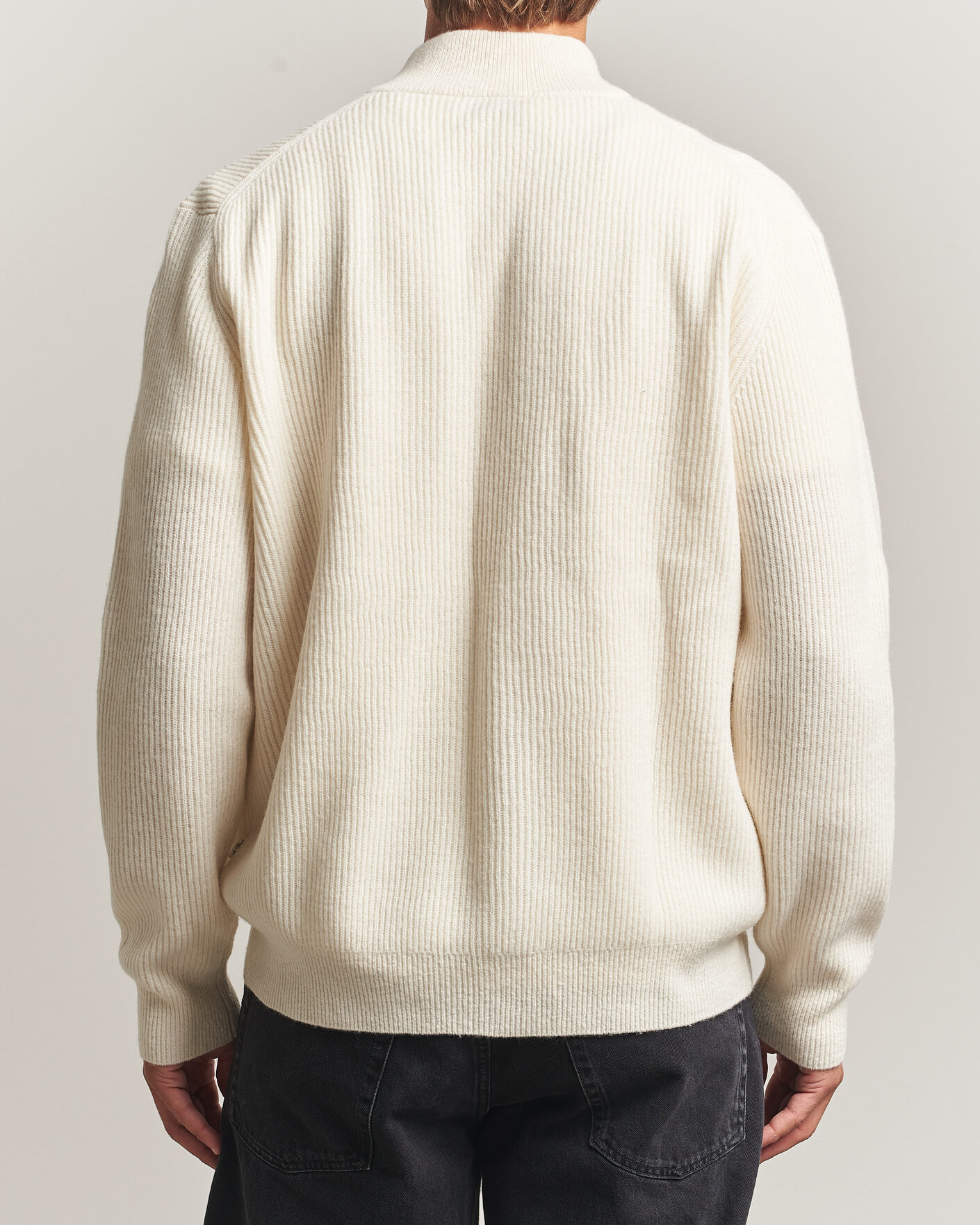 Heren | Truien | LES DEUX | Wool Rib Zipper Knit Ivory Melange