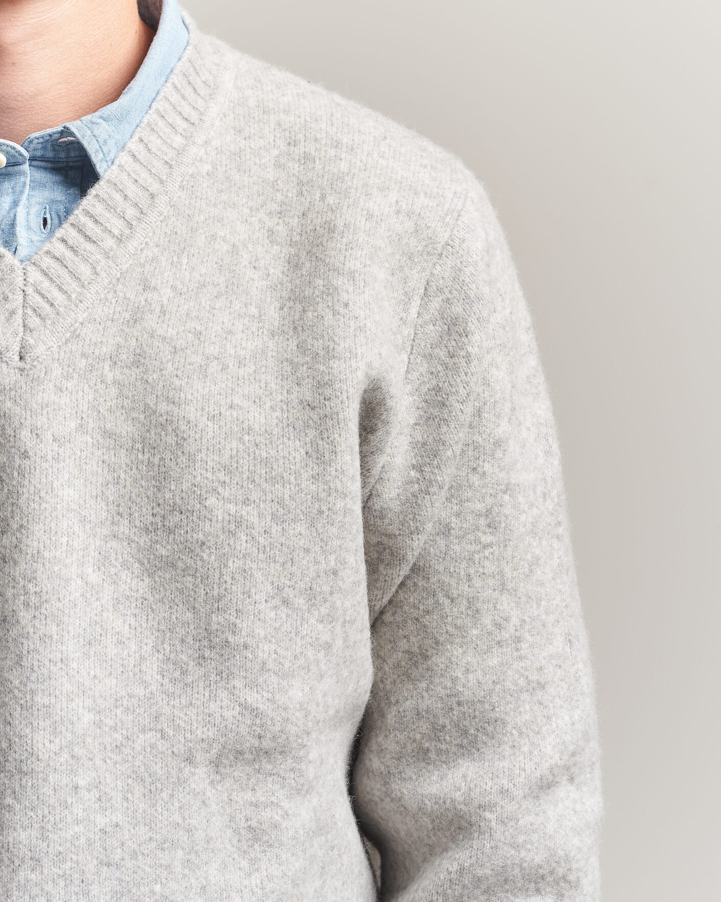 Heren | Truien | LES DEUX | Melange V-Neck Knit Grey Melange