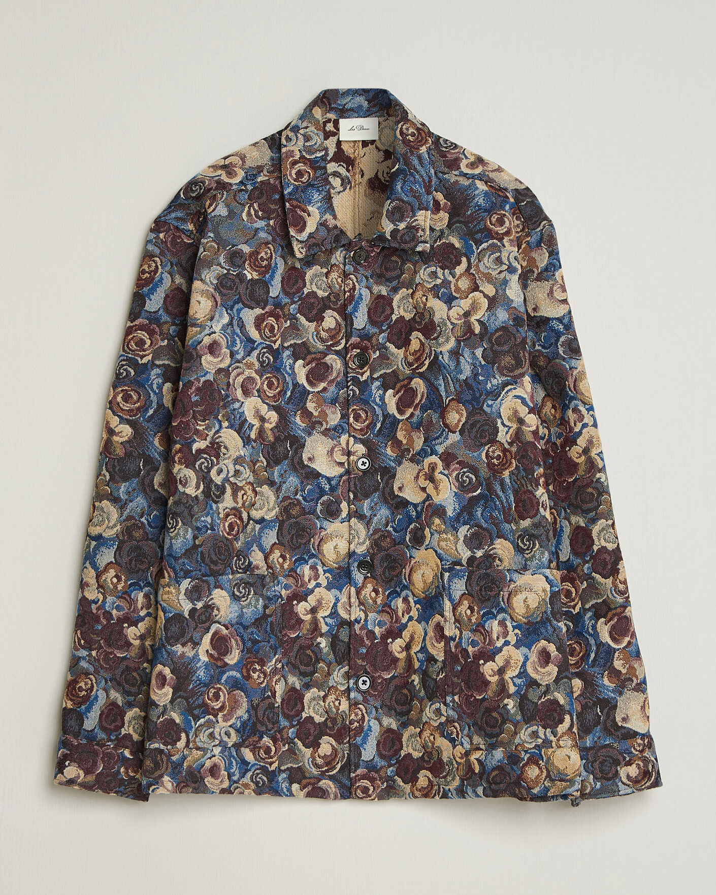 Heren | Overhemden | LES DEUX | Flower Jaquard Overshirt Blue Multi