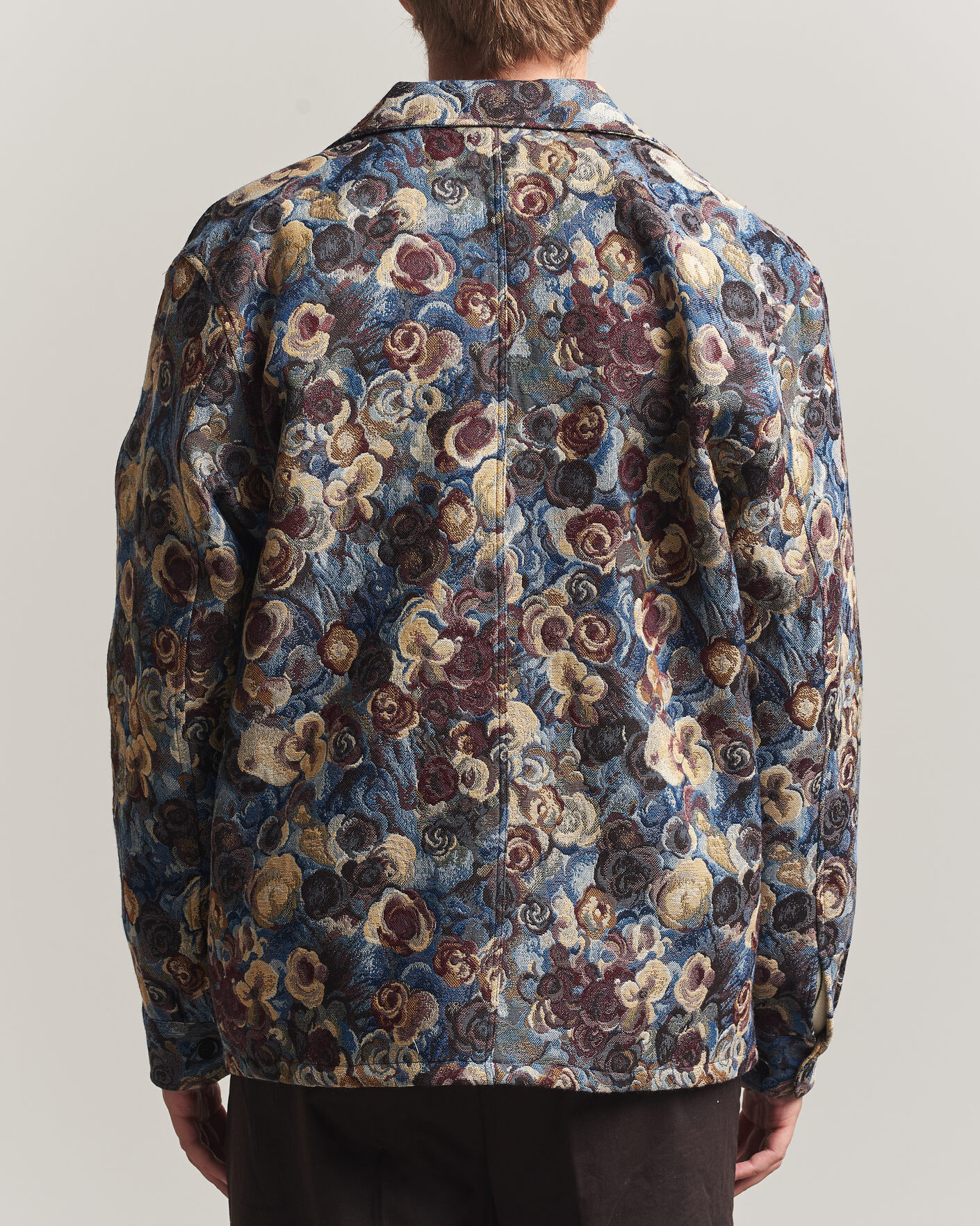 Heren | Overhemden | LES DEUX | Flower Jaquard Overshirt Blue Multi