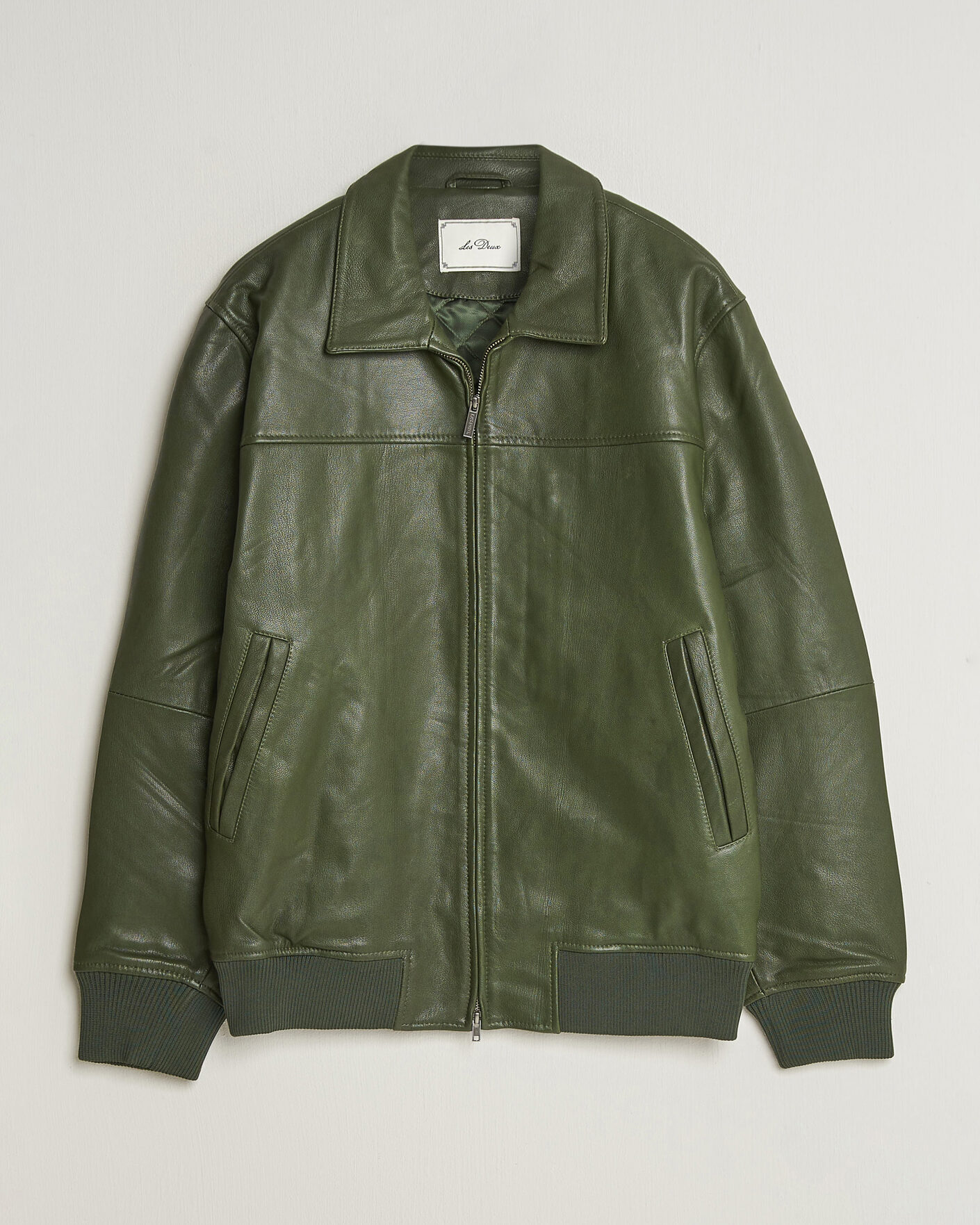 Heren | Jassen | LES DEUX | Leather Varsity Jacket Rifle Green