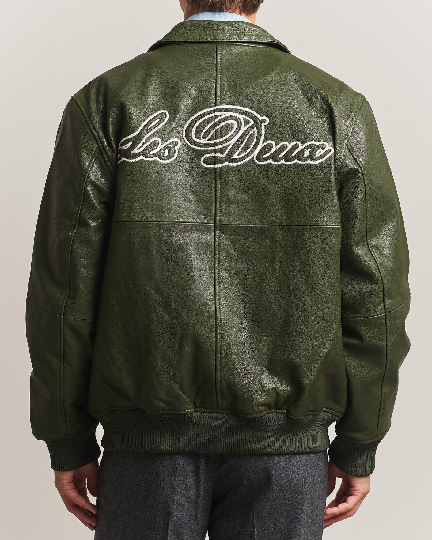 Heren | Jassen | LES DEUX | Leather Varsity Jacket Rifle Green