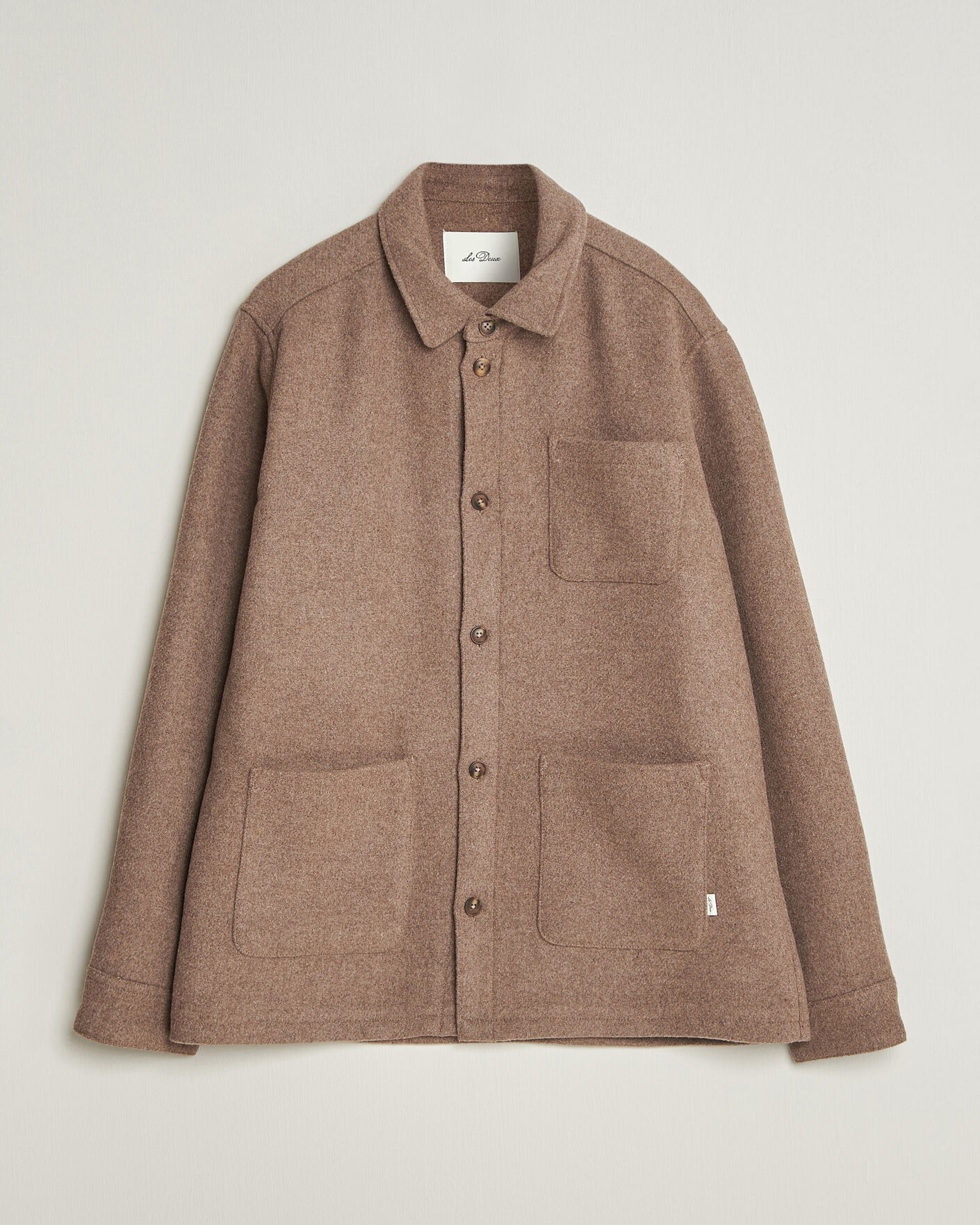 Heren | Overhemden | LES DEUX | Wool Overshirt Dark Sand Melange
