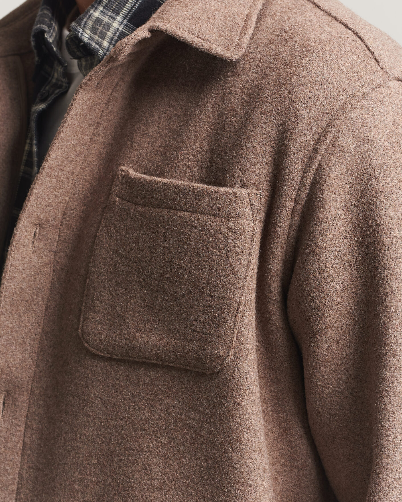 Heren | Overhemden | LES DEUX | Wool Overshirt Dark Sand Melange