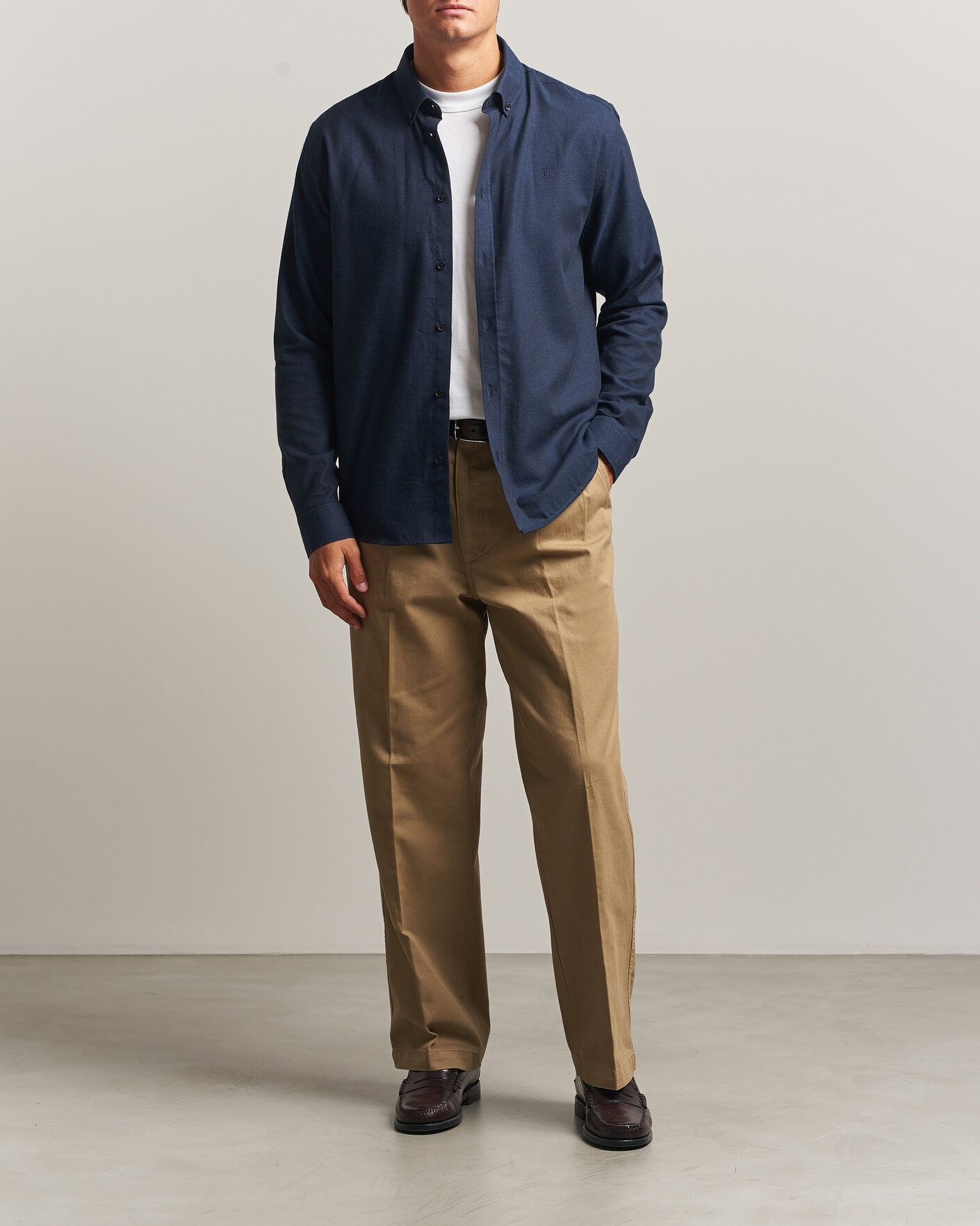 Heren | Overhemden | LES DEUX | Soft Flannel Shirt Dark Navy