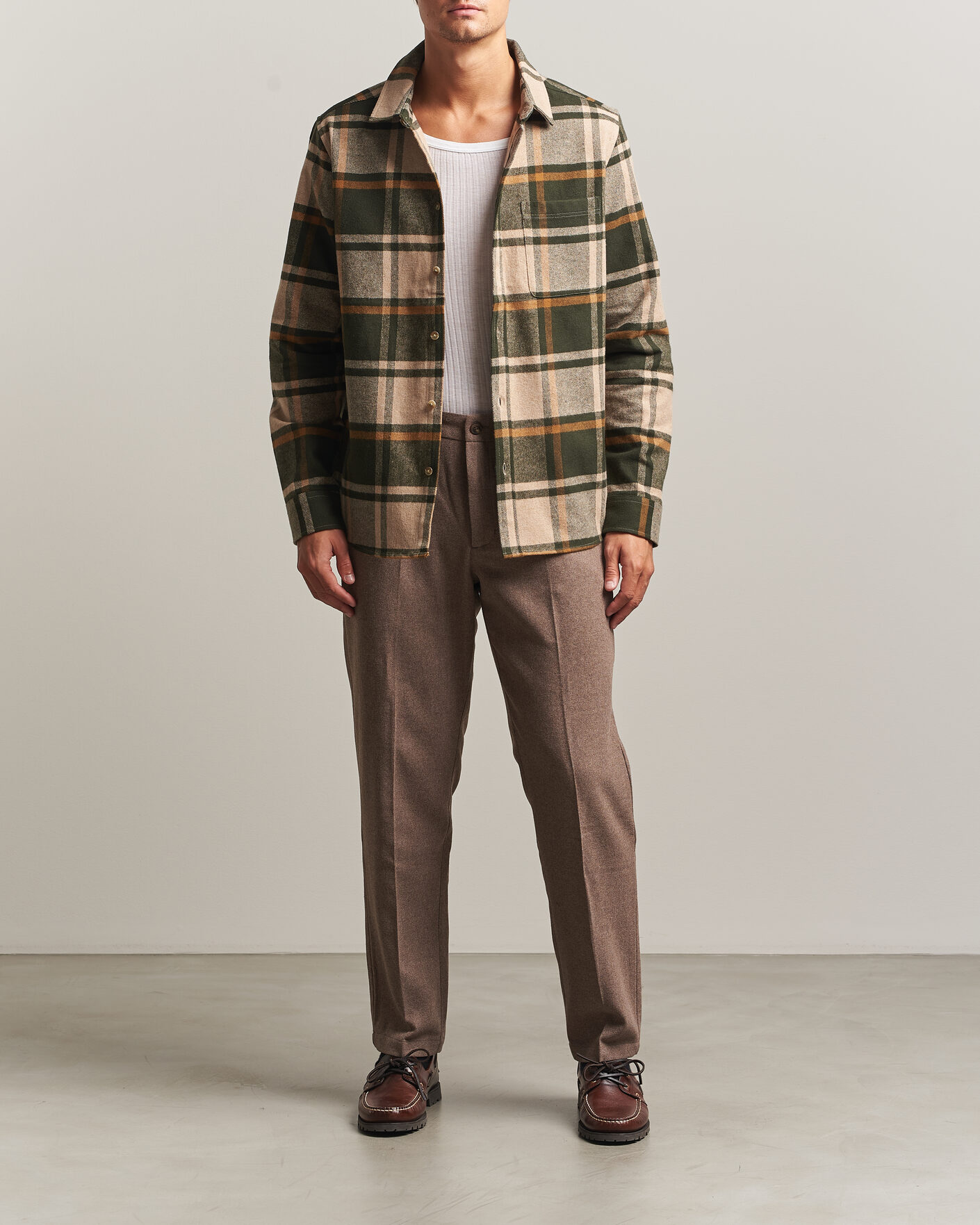 Heren | Overhemden | LES DEUX | Check Flannel Shirt Rosin Green