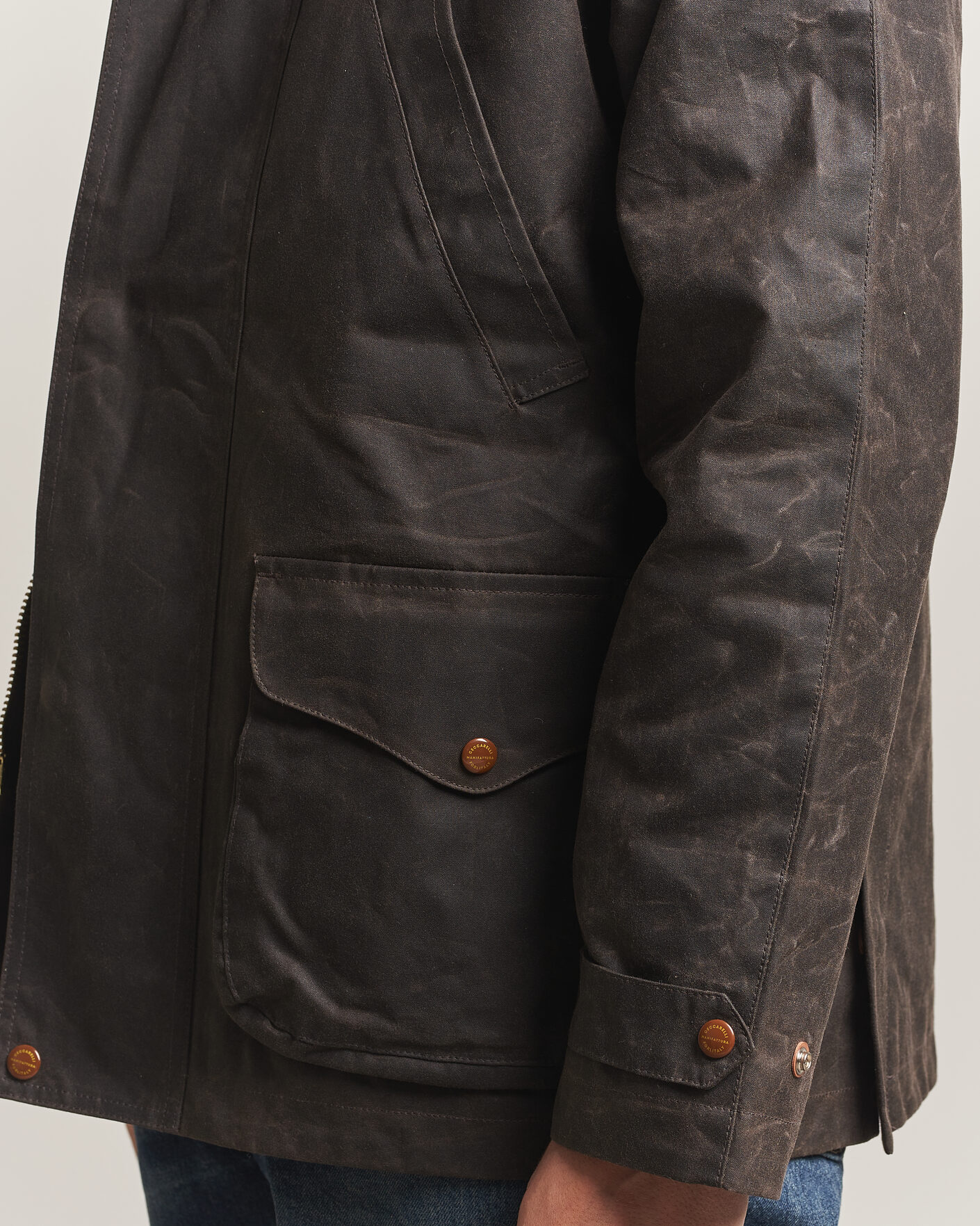 Heren | Jassen | Manifattura Ceccarelli | Rain Caban Wax Cloth Chocolate