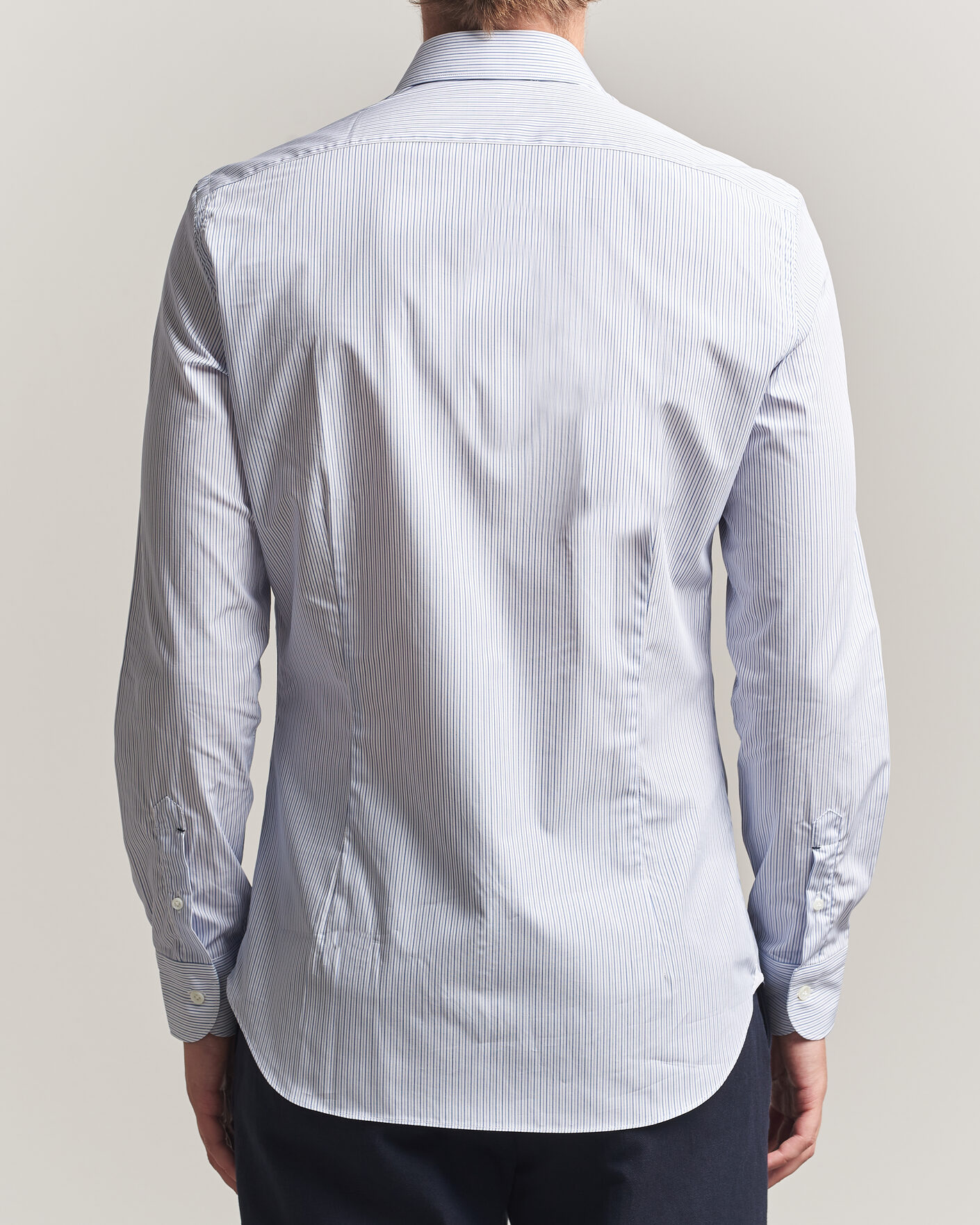 Heren | Overhemden | Mazzarelli | Soft Cotton Popeline Shirt Blue Stripe