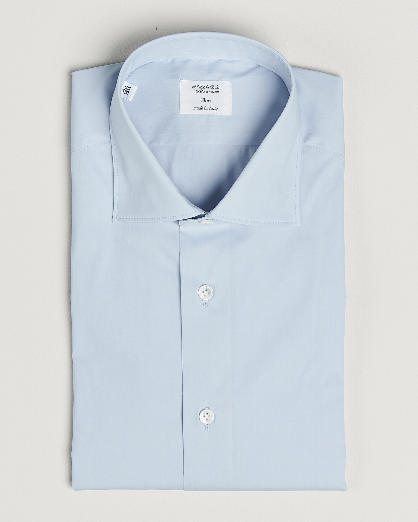 Heren | Overhemden | Mazzarelli | Soft Cotton Popeline Shirt Light Blue