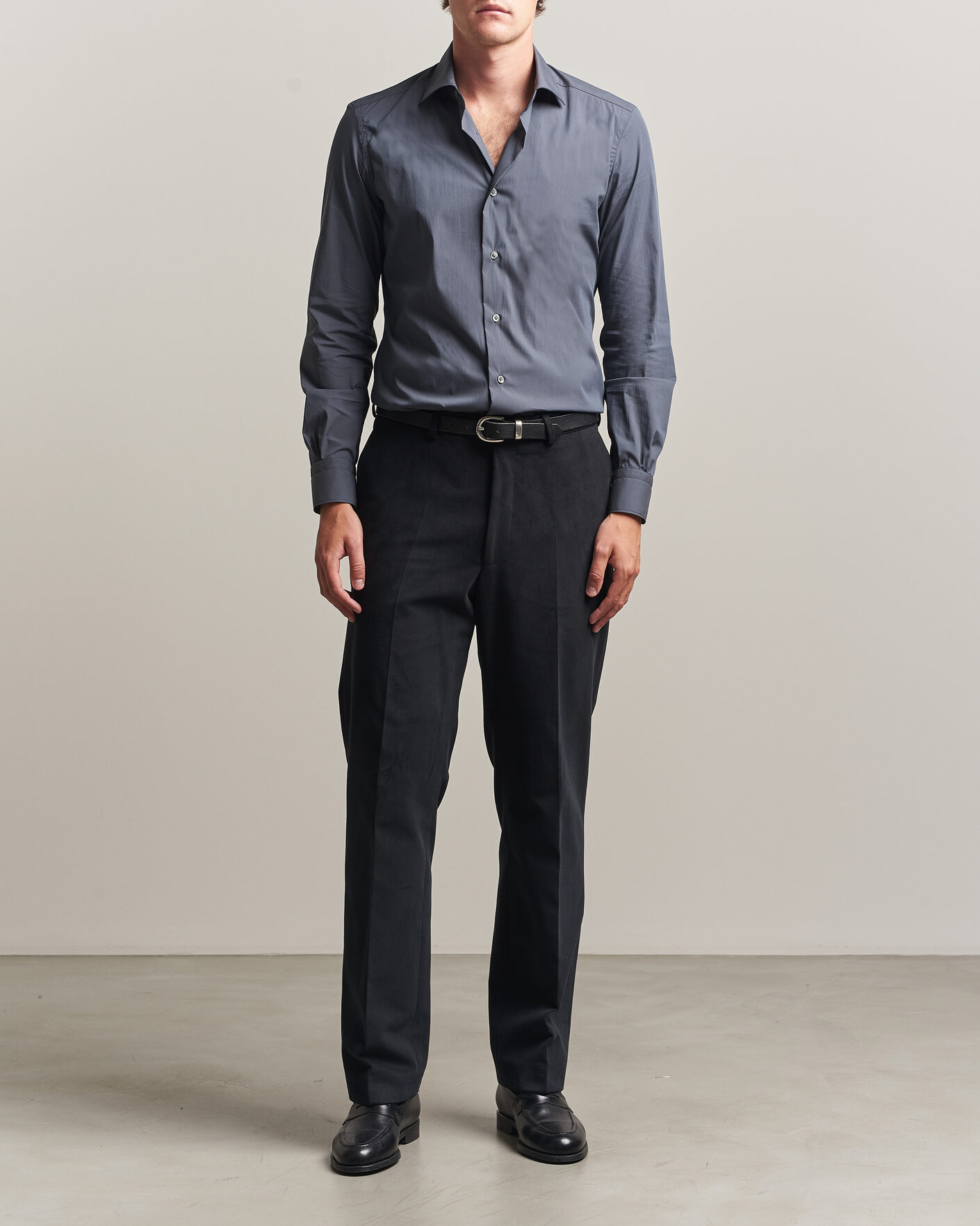 Heren | Overhemden | Mazzarelli | Soft Cotton Popeline Shirt Grey