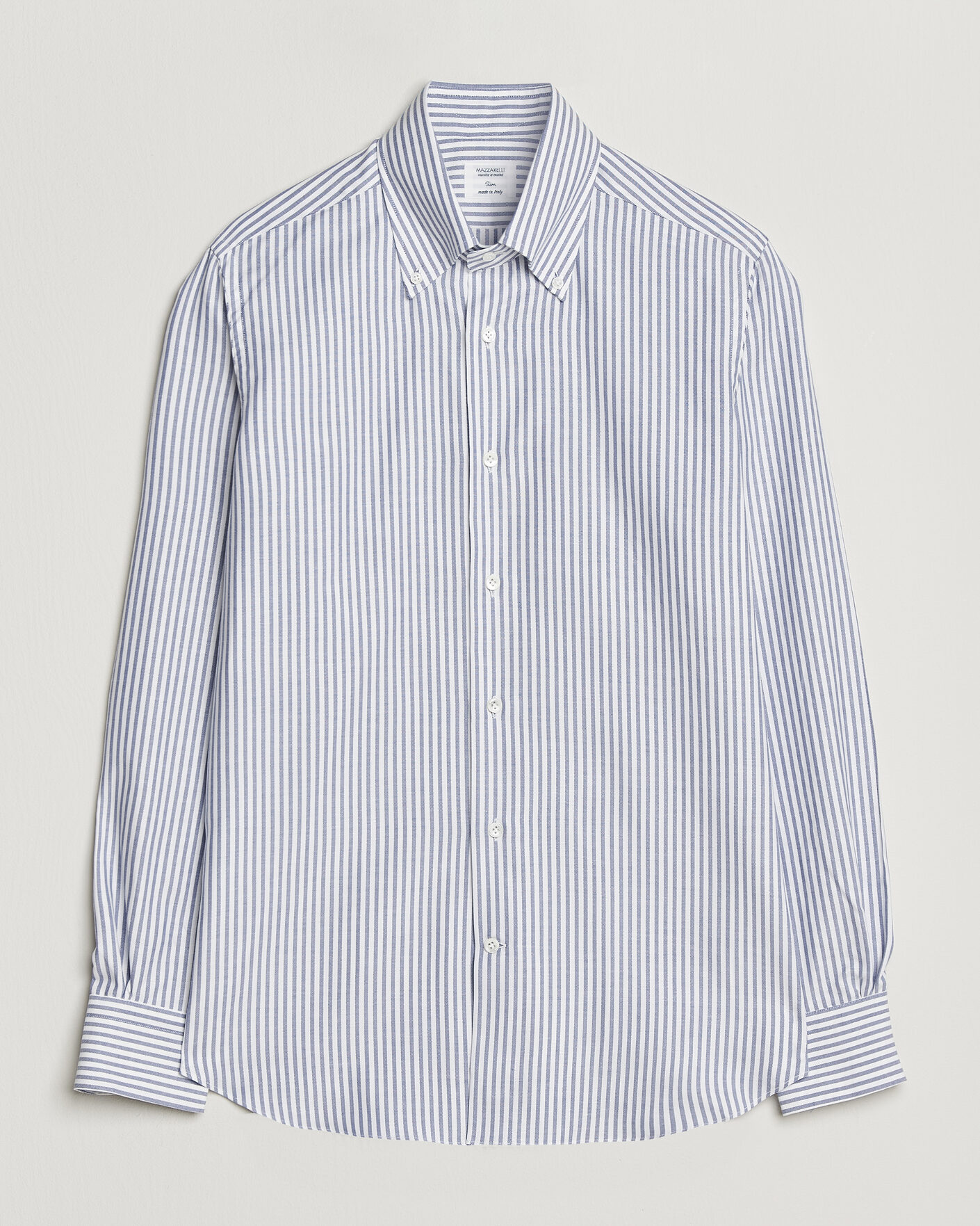 Heren | Overhemden | Mazzarelli | Soft Oxford Button Down Shirt Blue Stripe